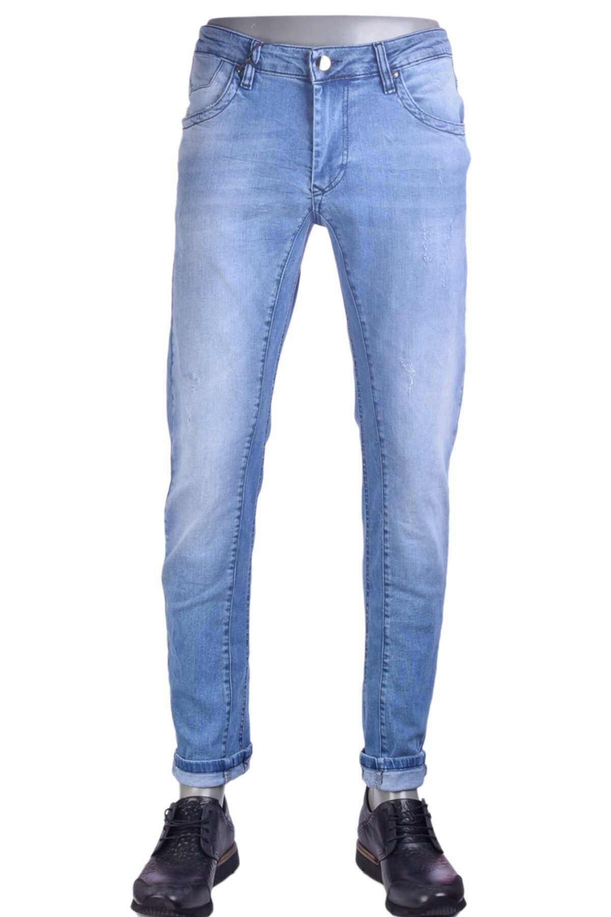 Mondo Açık Mavi Taşlanmış Slim Fit Jeans
