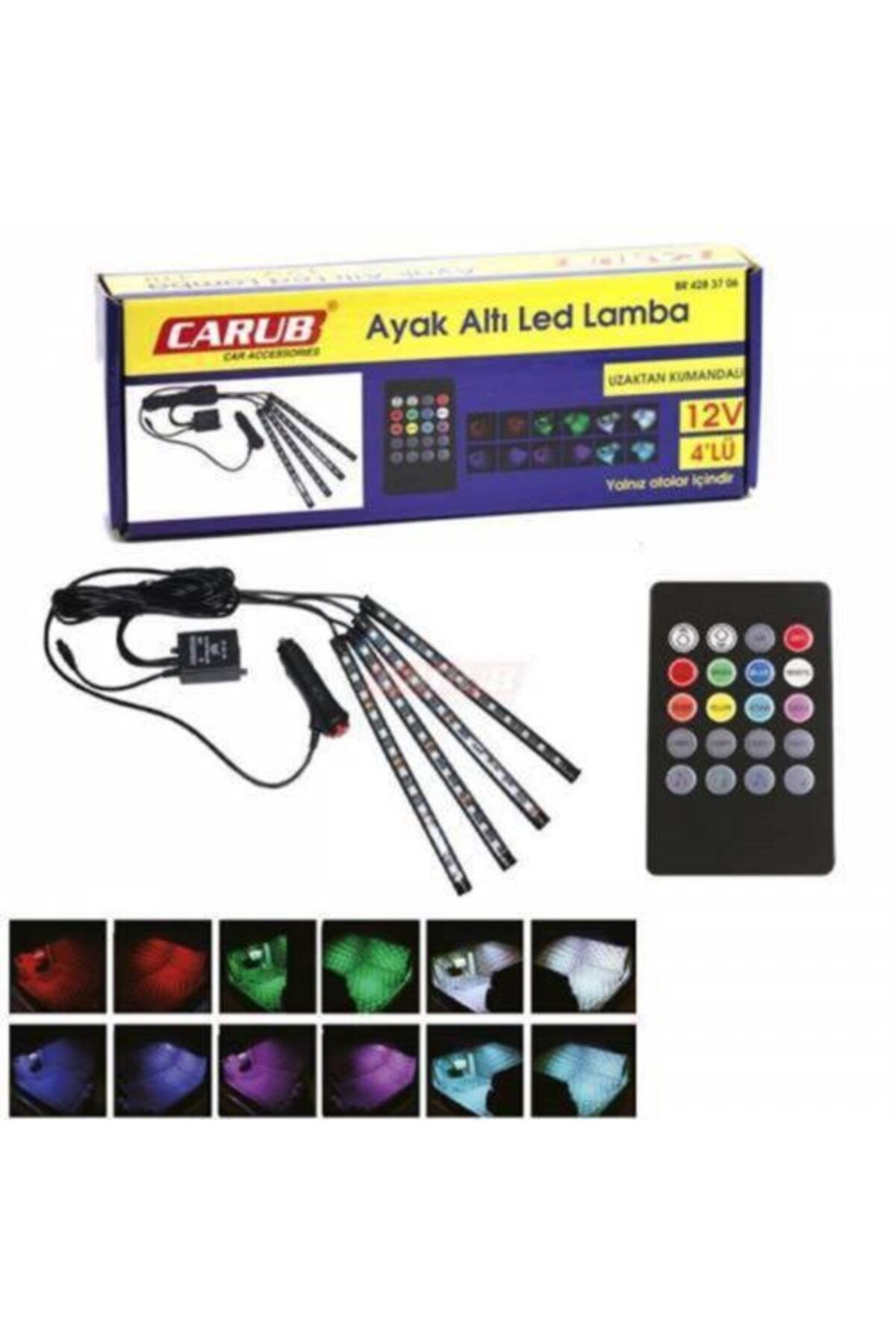 Carub 12 Led Ayak Altı Led Lamba Müziğe Duyarlı Kumandalı 4 Lü 12v Br4283706