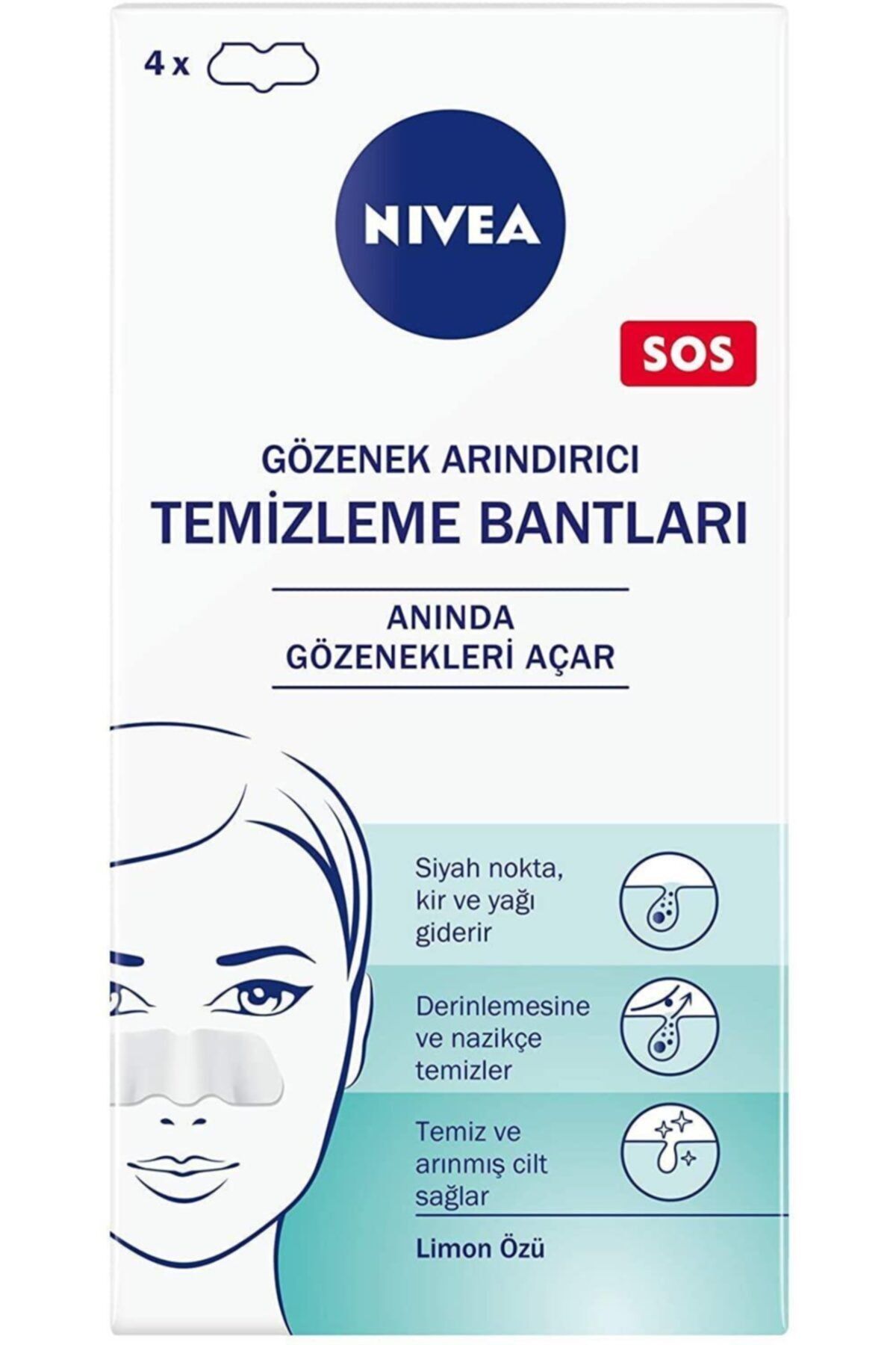 NIVEA Siyah Nokta Temizleyici Yüz Bantlar 120 Gr 4'lü