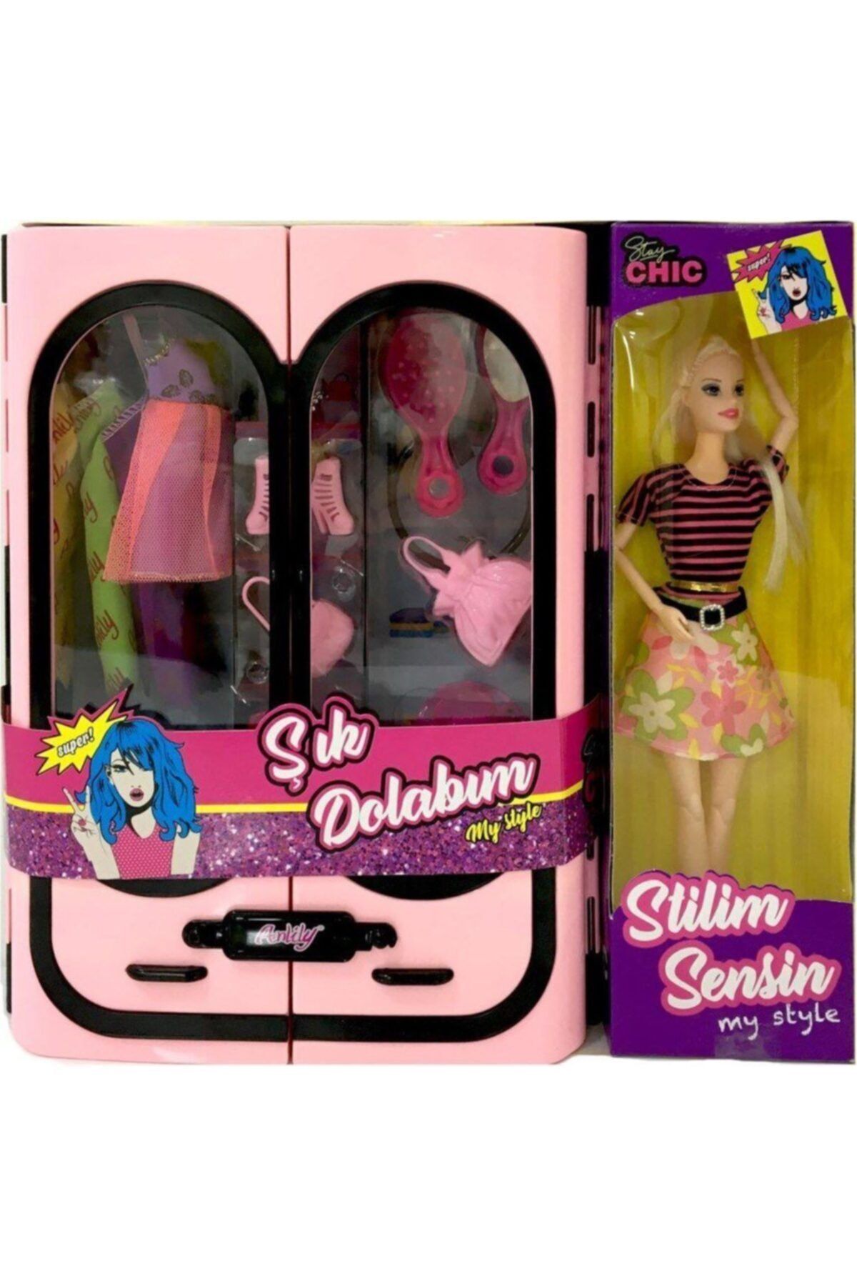 anıloyuncak Oyuncak Barbie Bebek Gardolap Elbiseli Aksesuarlı Şık Dolabım