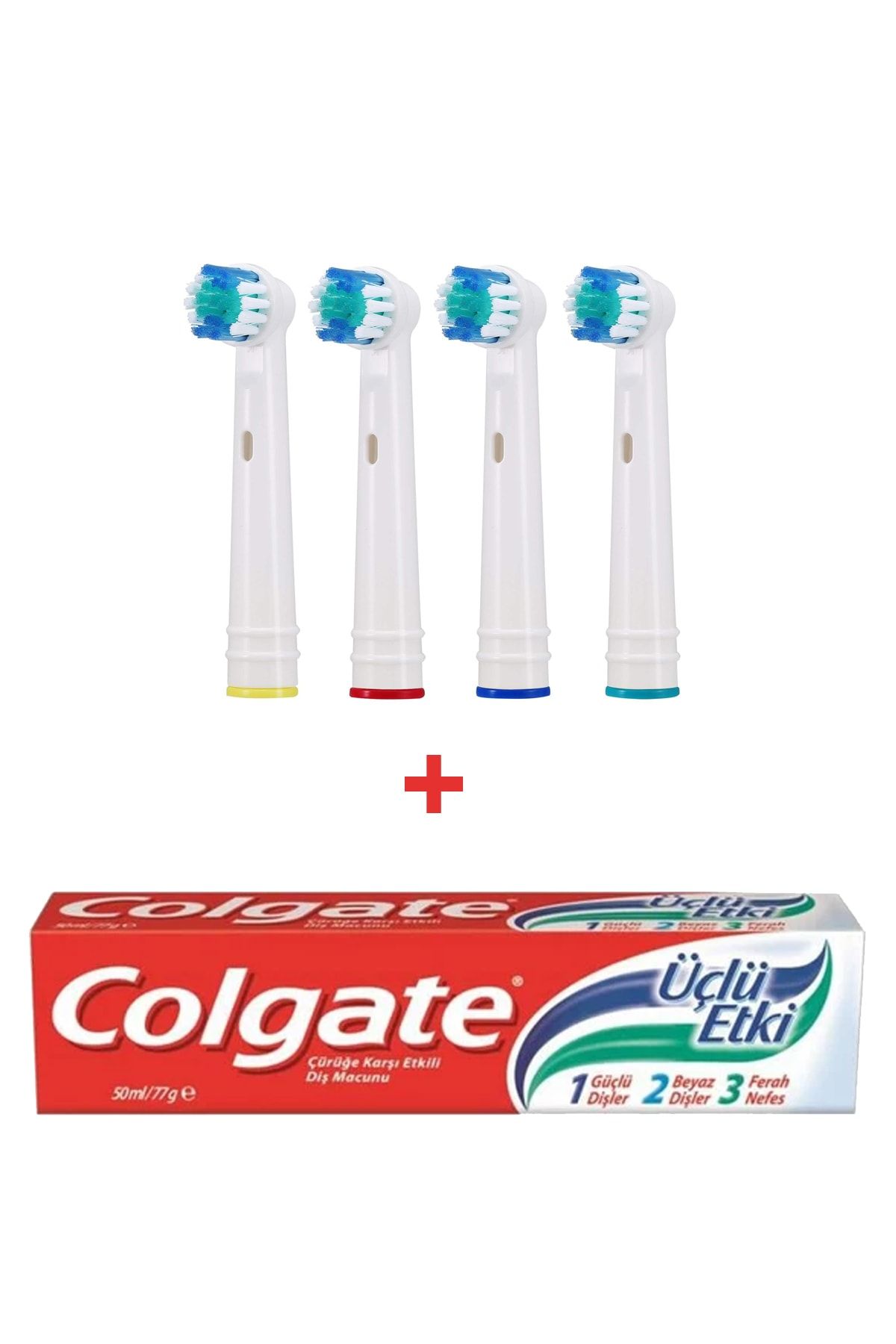 Colgate Kyver Oral-b Uyumlu Precision Clean 4’lü Yedek Başlığı Ve Üçlü Etki Diş Macunu