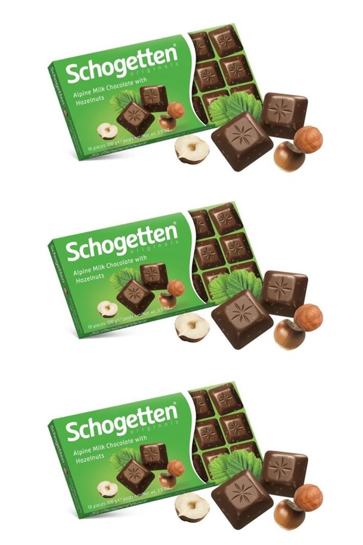 Schogetten Alpine Sütlü Fındıklı Çikolata 100g - 3 Adet