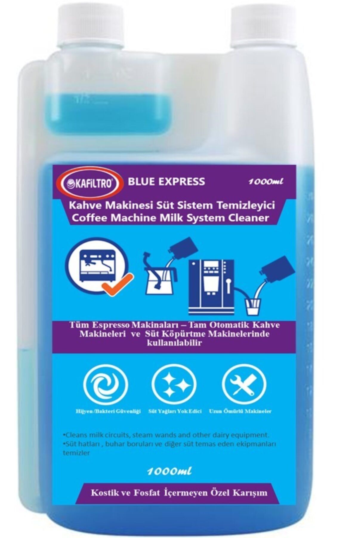 Kafiltro Blue Express Kahve Makinesi Süt Hatları Temizleme Solüsyonu 1 lt