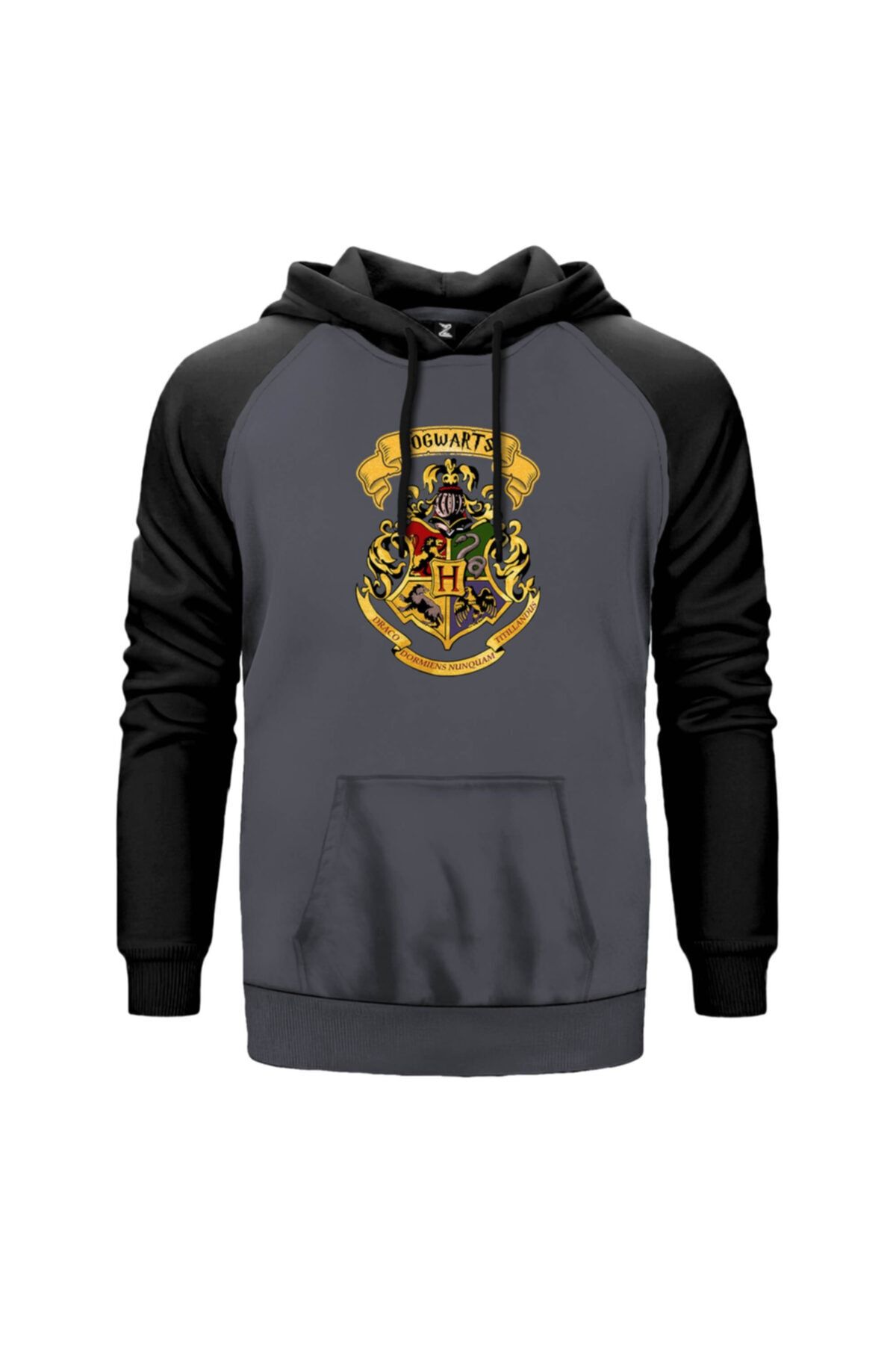 Z zepplin Harry Potter Hogwarts Logo Gri Reglan Kol Sweatshirt / Hoodie