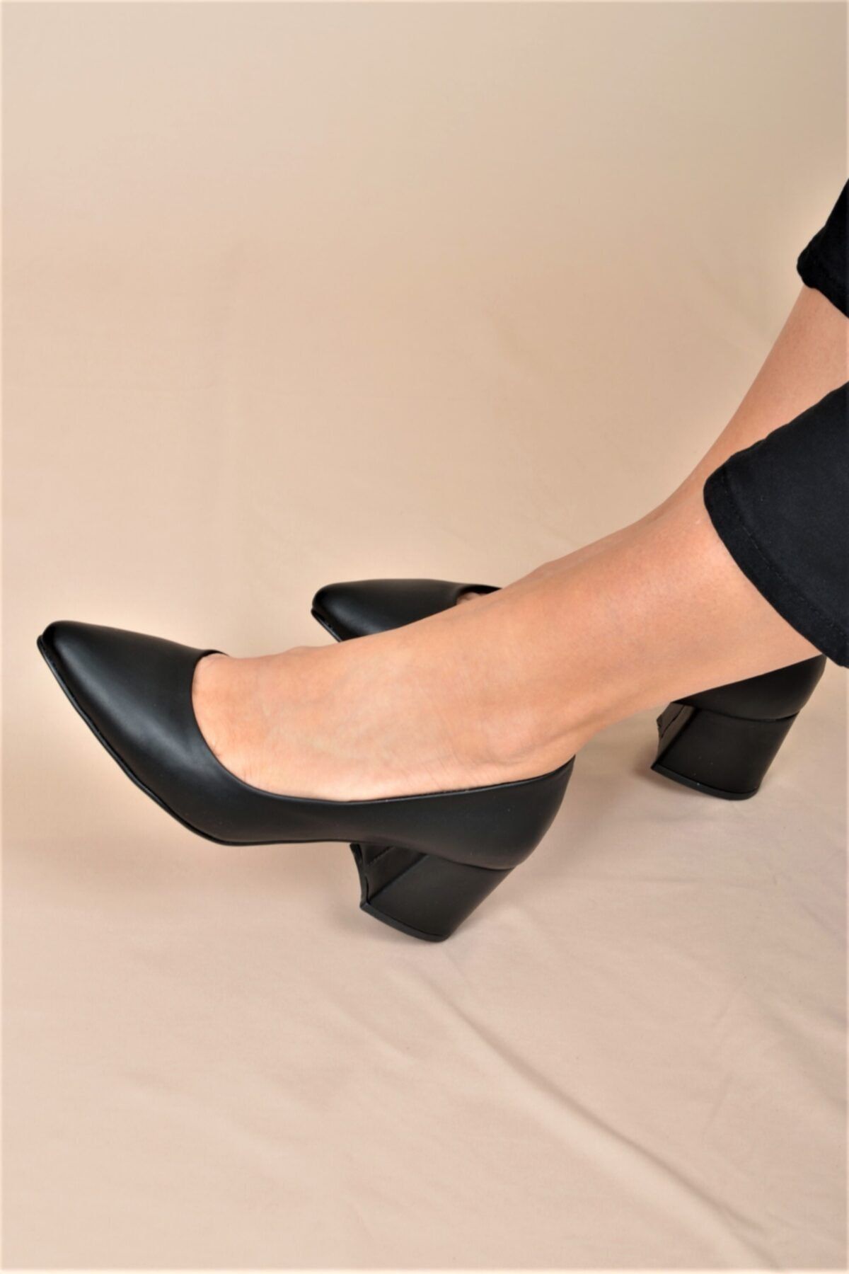 ALİS DRESS Siyah 6 Cm Kalın Topuklu Stiletto