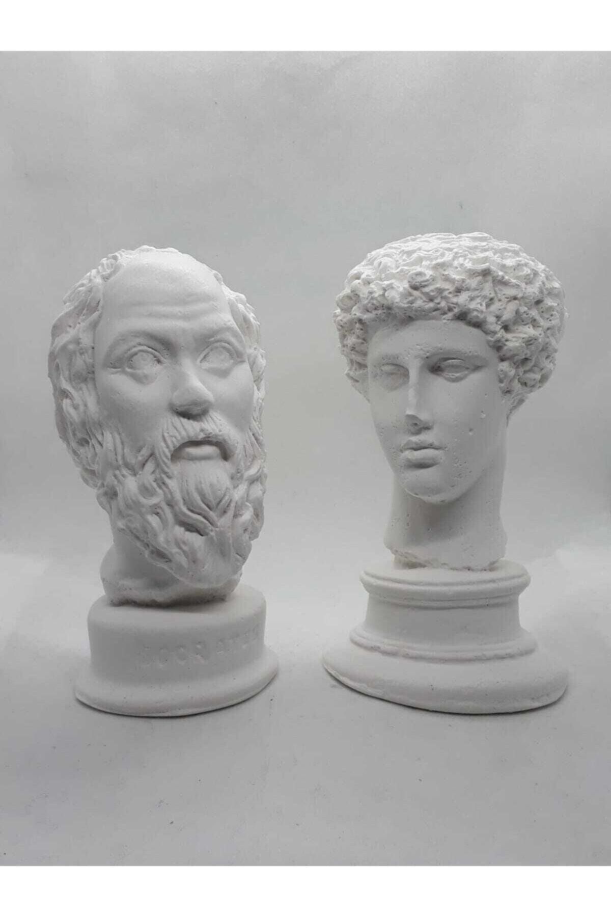 Dekor Büst Socrates  Hermes 2'li Heykel Büst Biblo