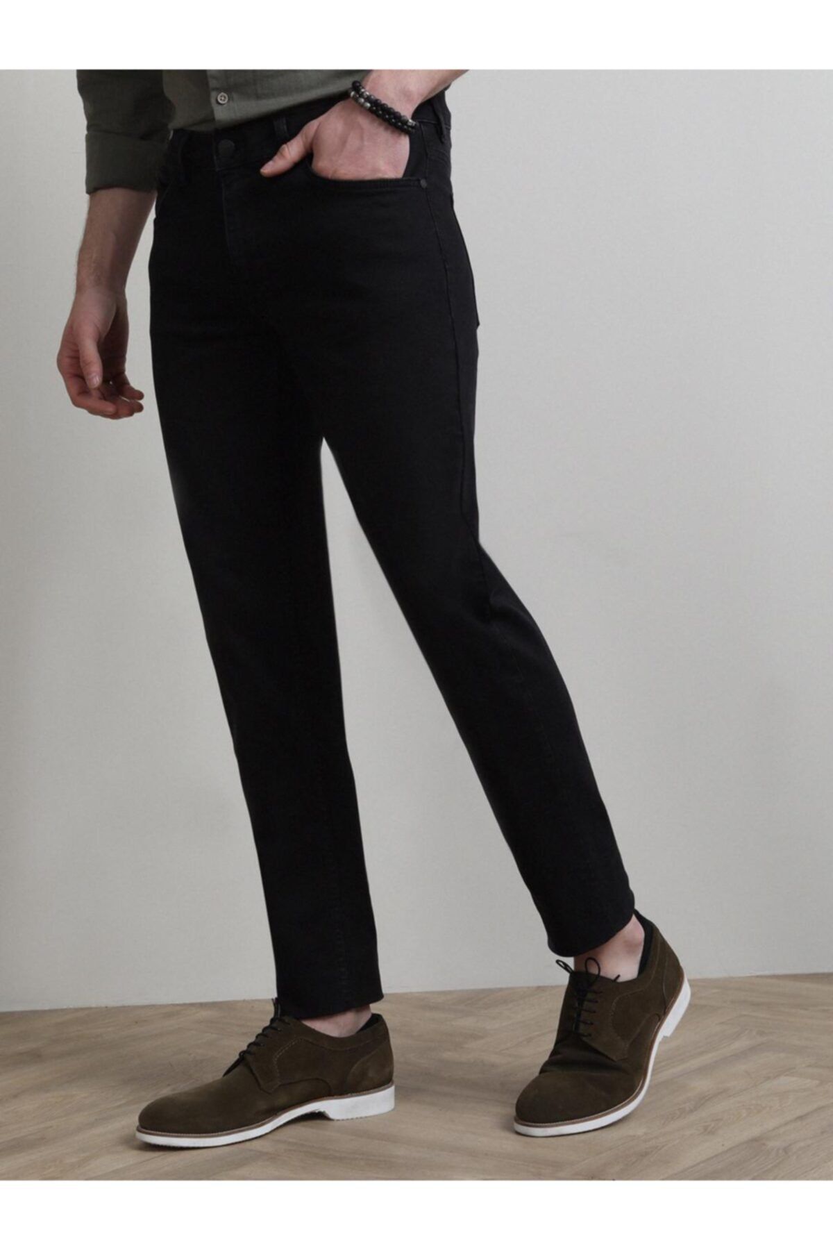 Kip Siyah Slim Fit Denim Pamuk Karışımlı Pantolon