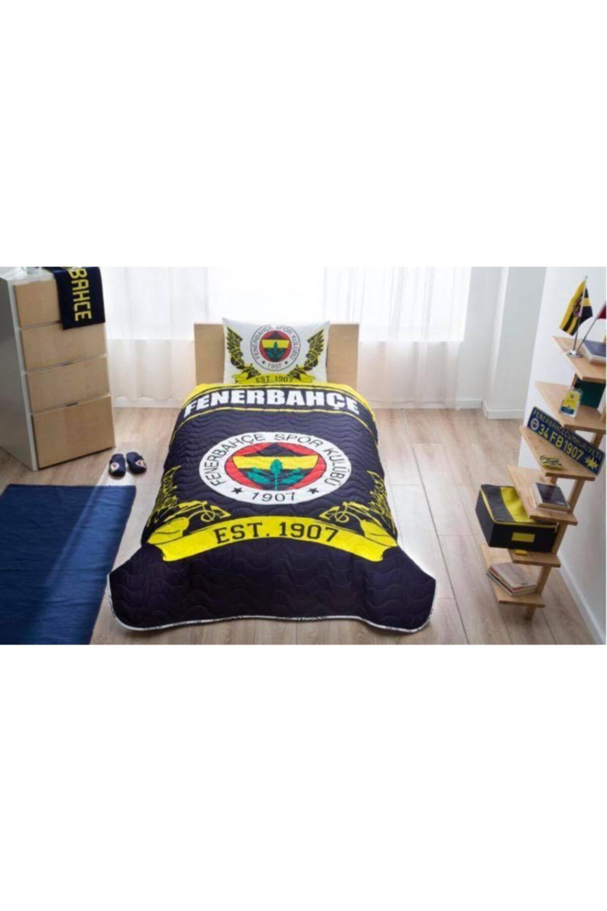 Taç Fenerbahçe Logo Tek Kişilik Yatak Örtüsü Seti