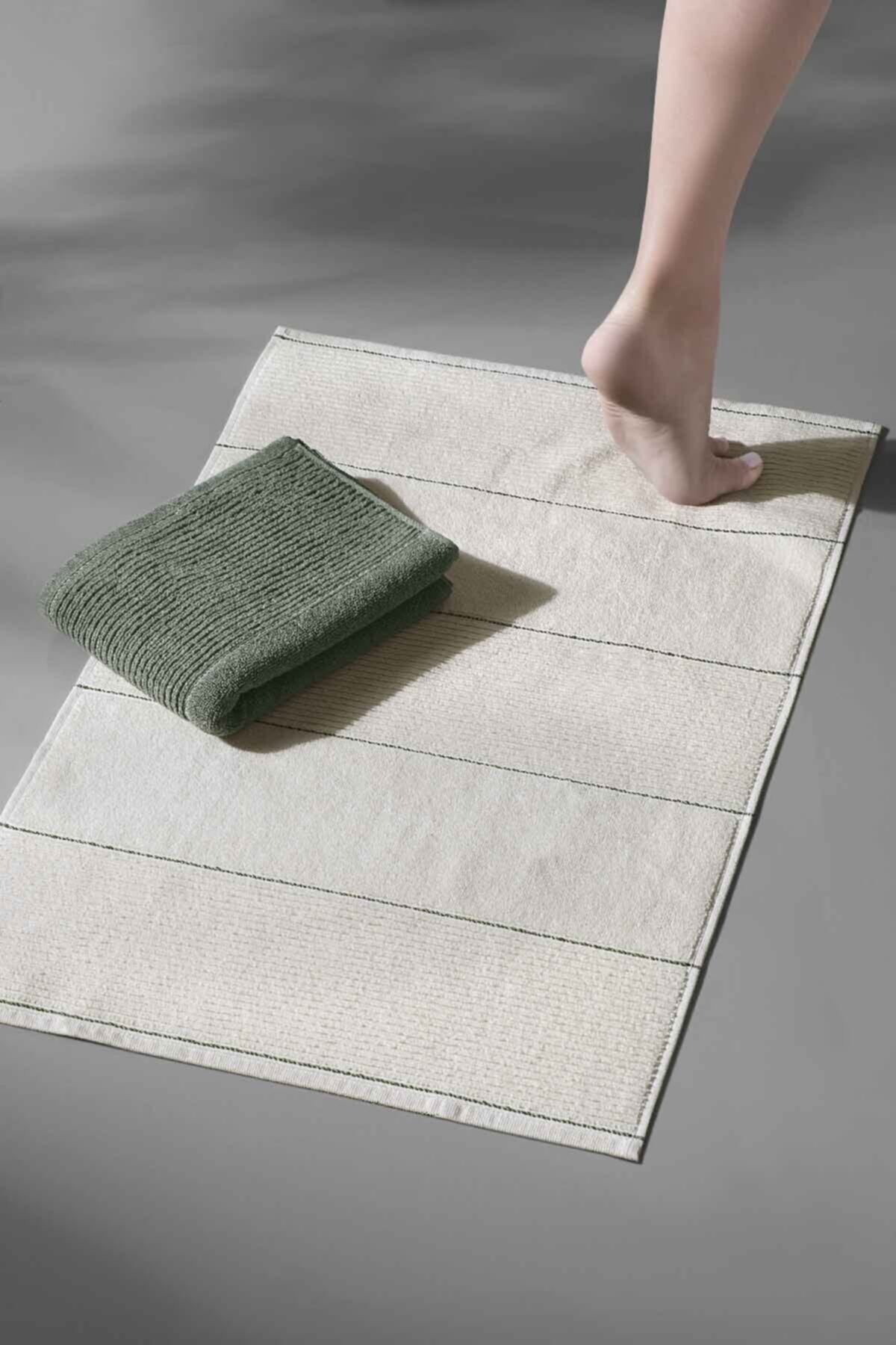 COTTONMANIA Carmine Bathmat Olive - Ekstra Yumusak, Modern %100 Pamuk 50x75cm. Ayak Havlusu / Banyo Paspas Seti