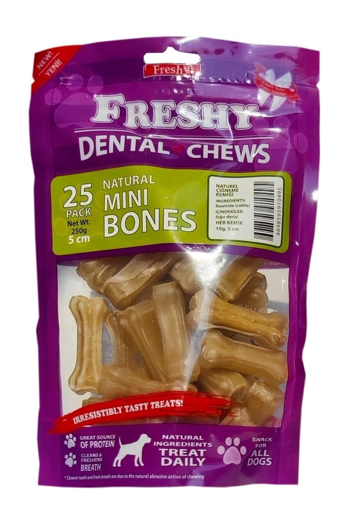 Freshy Dental Natürel Pres Köpek Kemirme Kemiği - 5 Santim - 25'li Paket - 250 Gram
