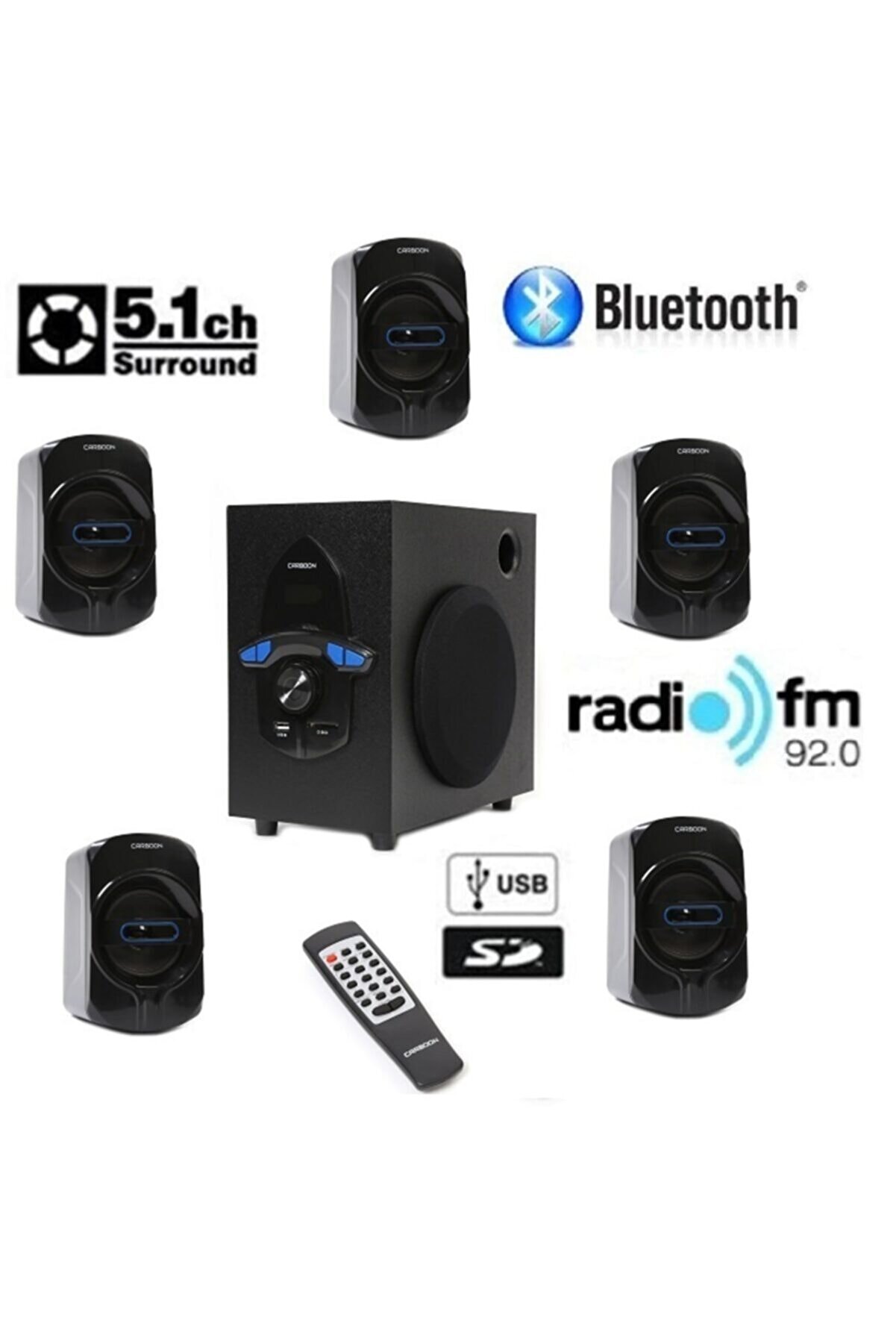 JUNGLEE Bluetooth Lu 5+1 Ses Sistemi Uzaktan Kumanda Fm Radyo Sd Kart Usb Girişli Bluetooth Hoparlör