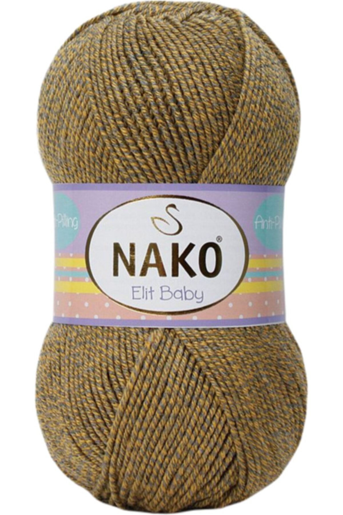 Nako Elit Baby (anti-pilling) El Örgü Ipi Ipliği Yünü Renk Kodu:21354 Sarı-gri Muline