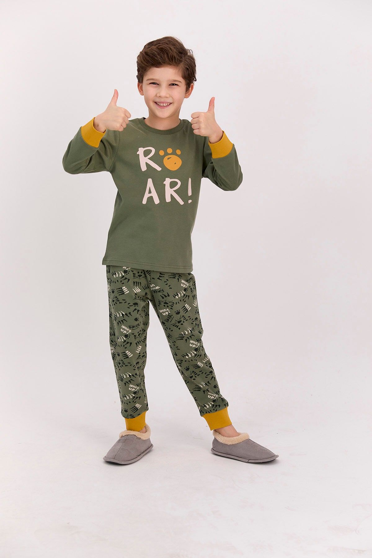 Rolypoly Rp2533-2 Erkek Çocuk Haki Pijama Takımı