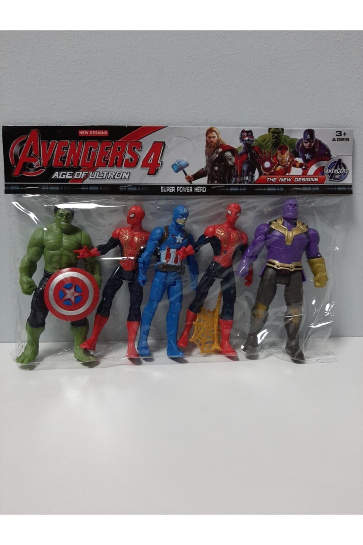 AVENGERS 5 Li Hulk - Spider-man - Captain America - Iron Man - Thanos Figürlü Yenilmezler Oyun Seti