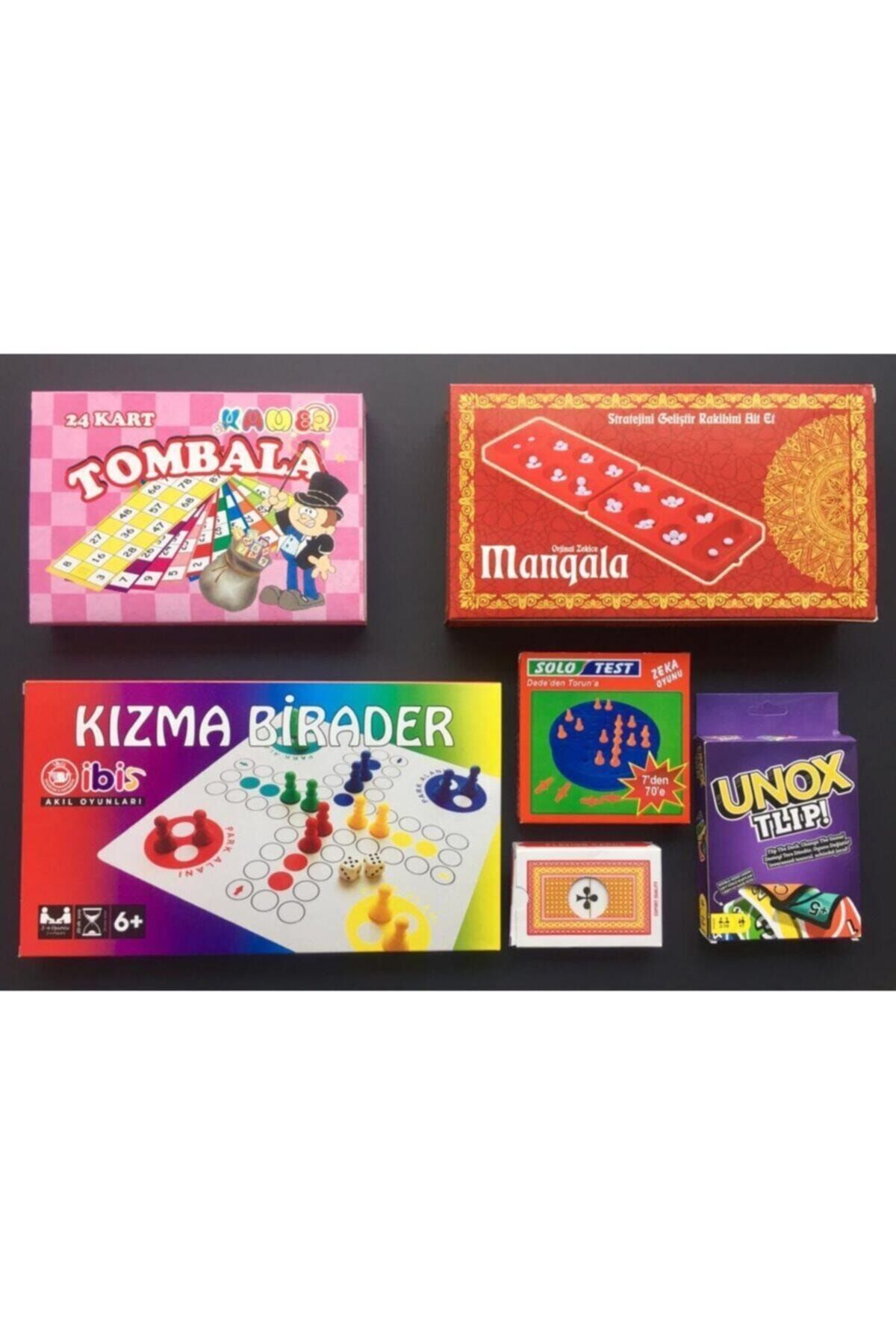 Kırtasiye Market Yılbaşı Seti 6'lı Eğlenceli Oyunlar Tombala Kızmabirader Mangala Solotest Iskambil Unox