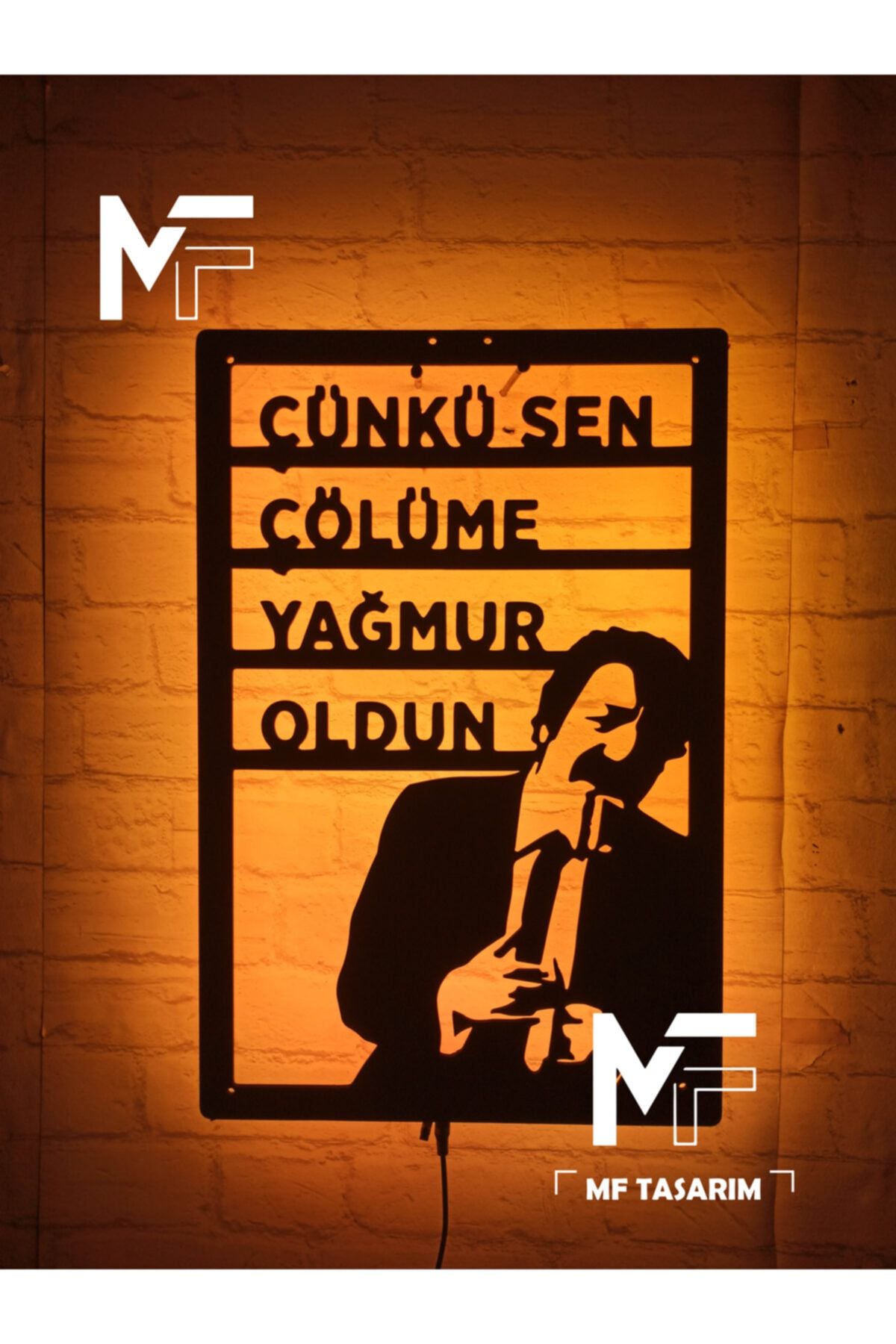 MF TASARIM Rgb Kumandalı Müslüm Gürses Led Işıklı Ahşap Mdf Dekoratif Tablo