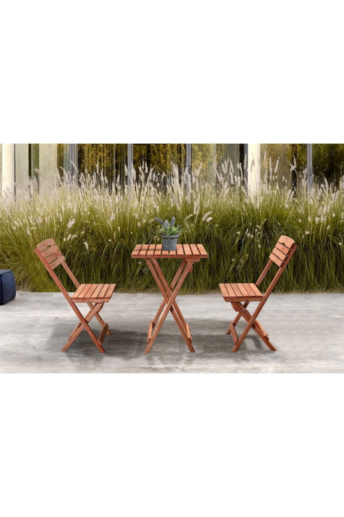 BarışAhşap Balkon Bahçe Mutfak 3'lü Bistro Set 2 Sandalye 1 Masa