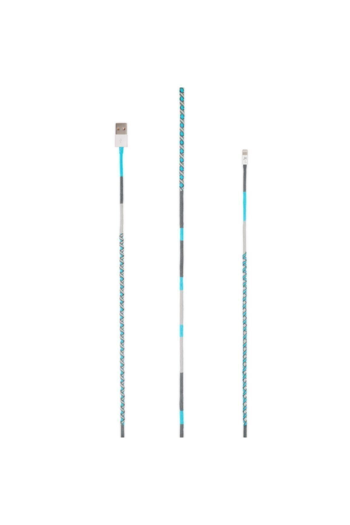 Hippi Bluebell El Örgüsü Tasarım USB Lightning Şarj Ve Data Kablosu