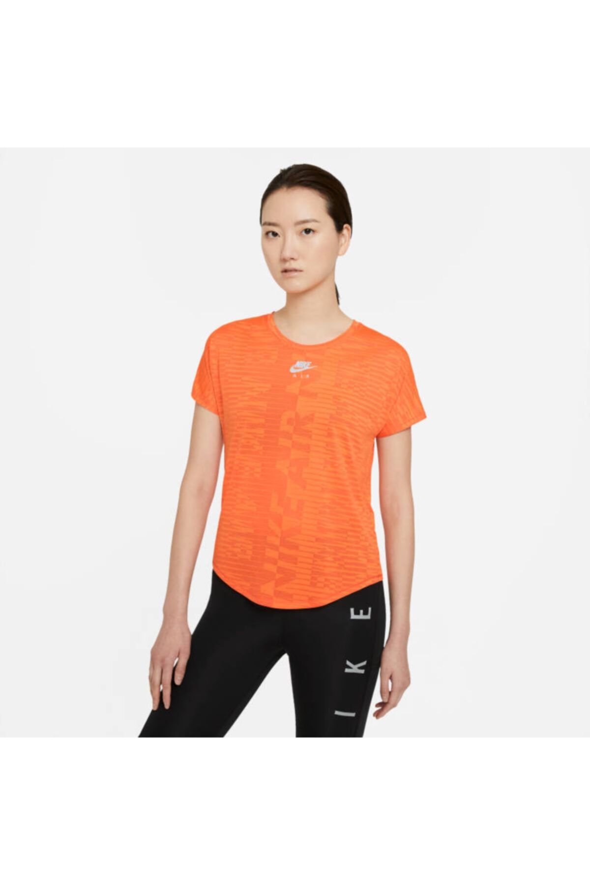 Nike Air Short-sleeve Running Top Kadın Tişört - Turuncu
