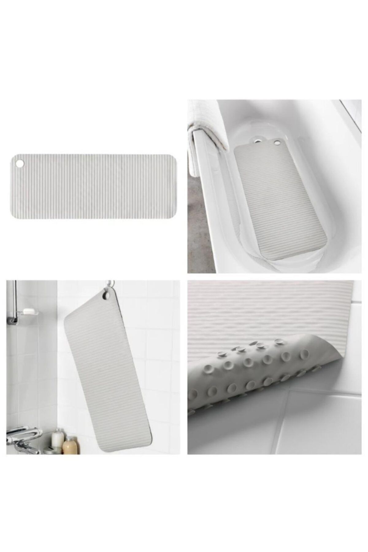IKEA Doppa Banyo Kaydırmaz Duş Küvet Paspası Açık Gri 33x84 Cm Vantuzlu