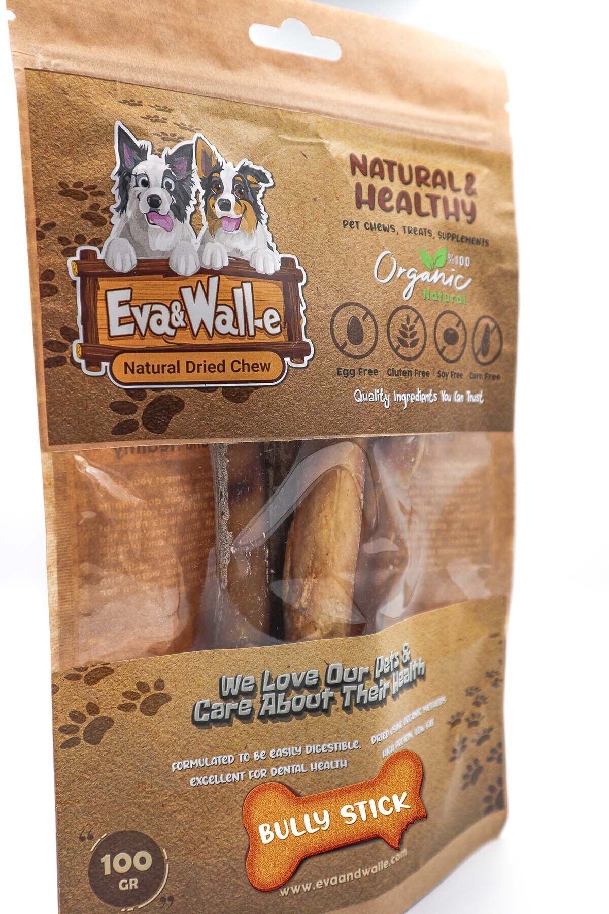 Eva & Wall-e Köpek Ödül Kemiği Kurutulmuş Bully Stick Kemiği %100 Doğal Kurutulmuş Taze Kamış 15cm 6 Adet