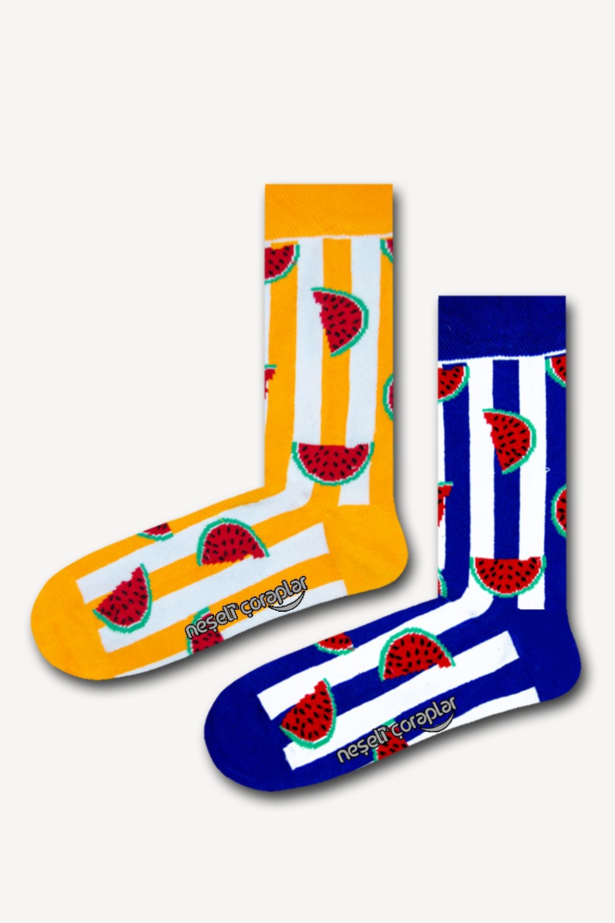 Neşeli Çoraplar 2'li Karpuz Renkli Çorap Set