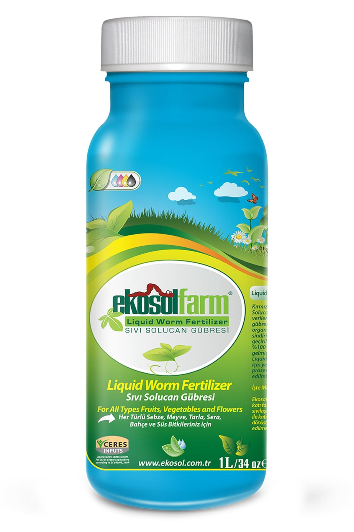 EkosolFarm Organik Sıvı Solucan Gübresi Organik Gübre 1 Litre