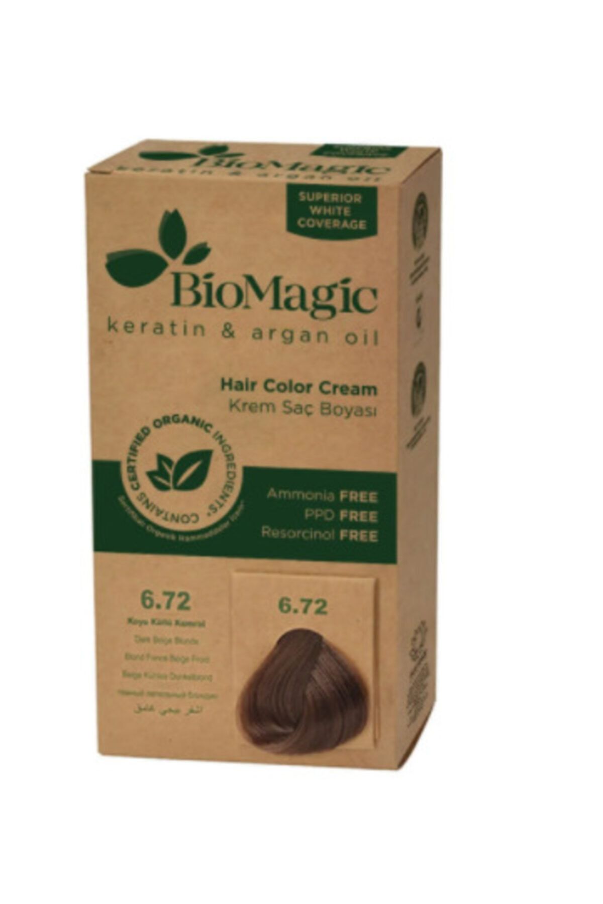 BioMagic Doğal Saç Boyası Koyu Küllü Kumral No: 6.72