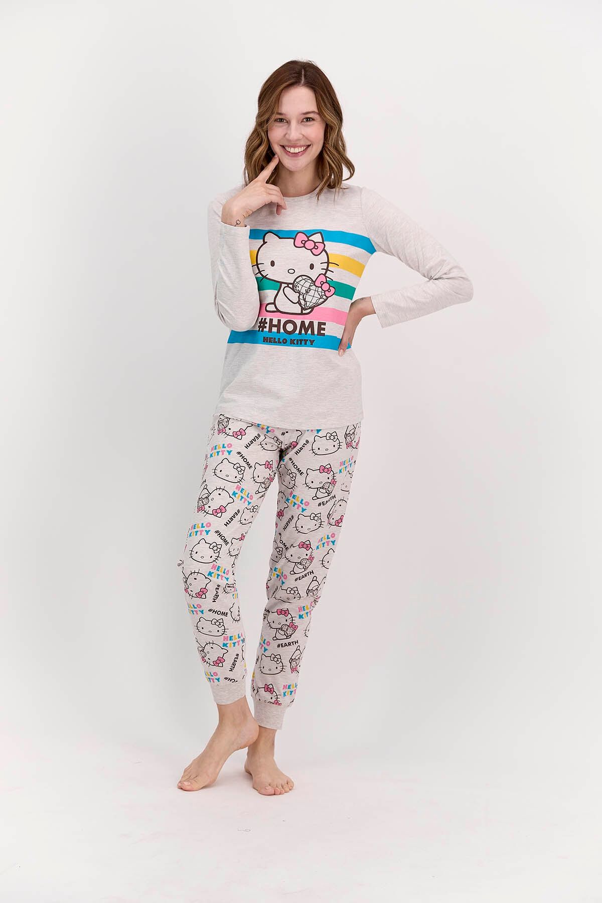 Hello Kitty Lisanslı Home Bejmelanj Kadın Pijama Takımı