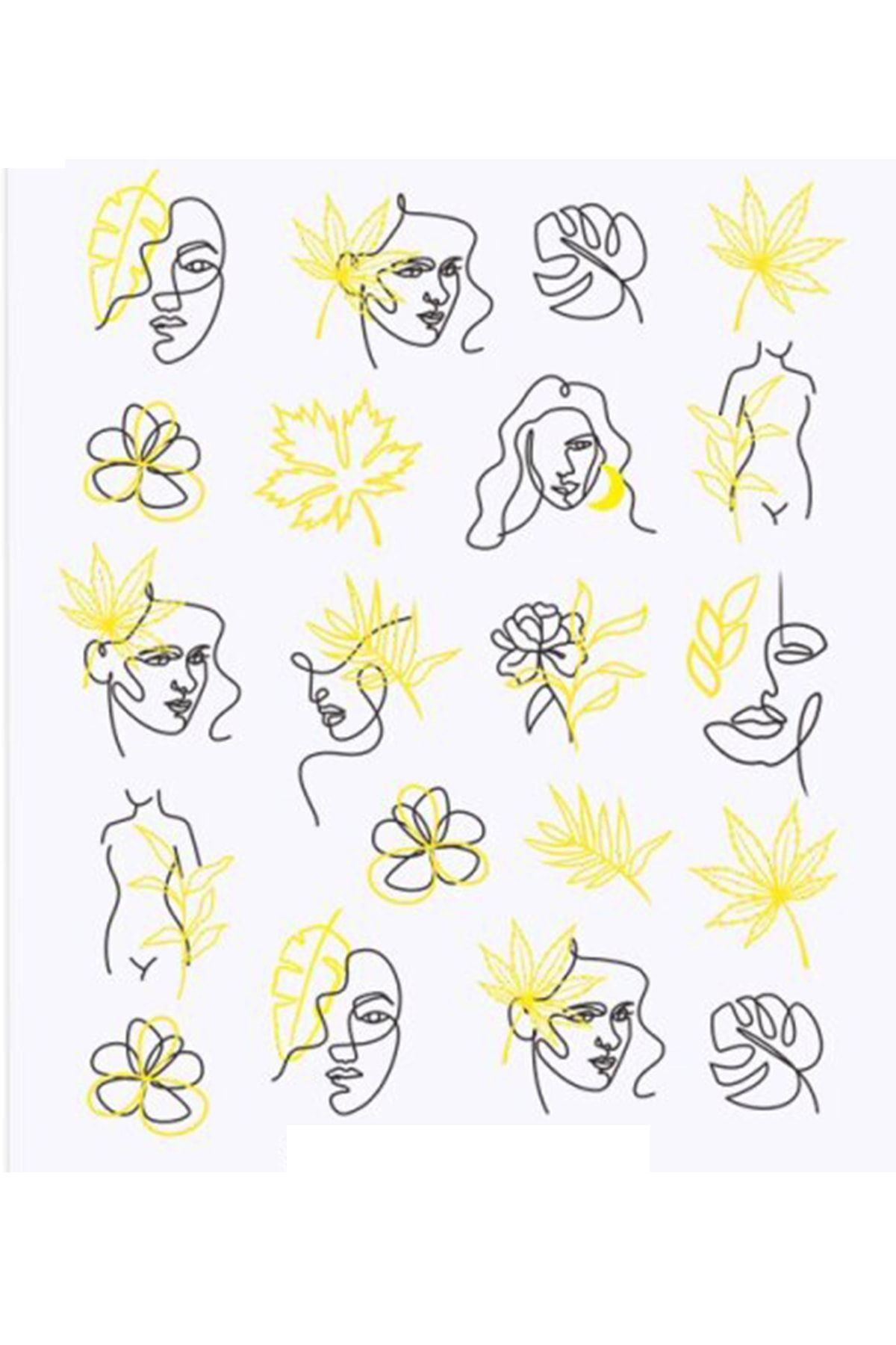 Dumledo Çizgisel Kadın Yüzleri Serisi10 Nail Art Tırnak Sticker