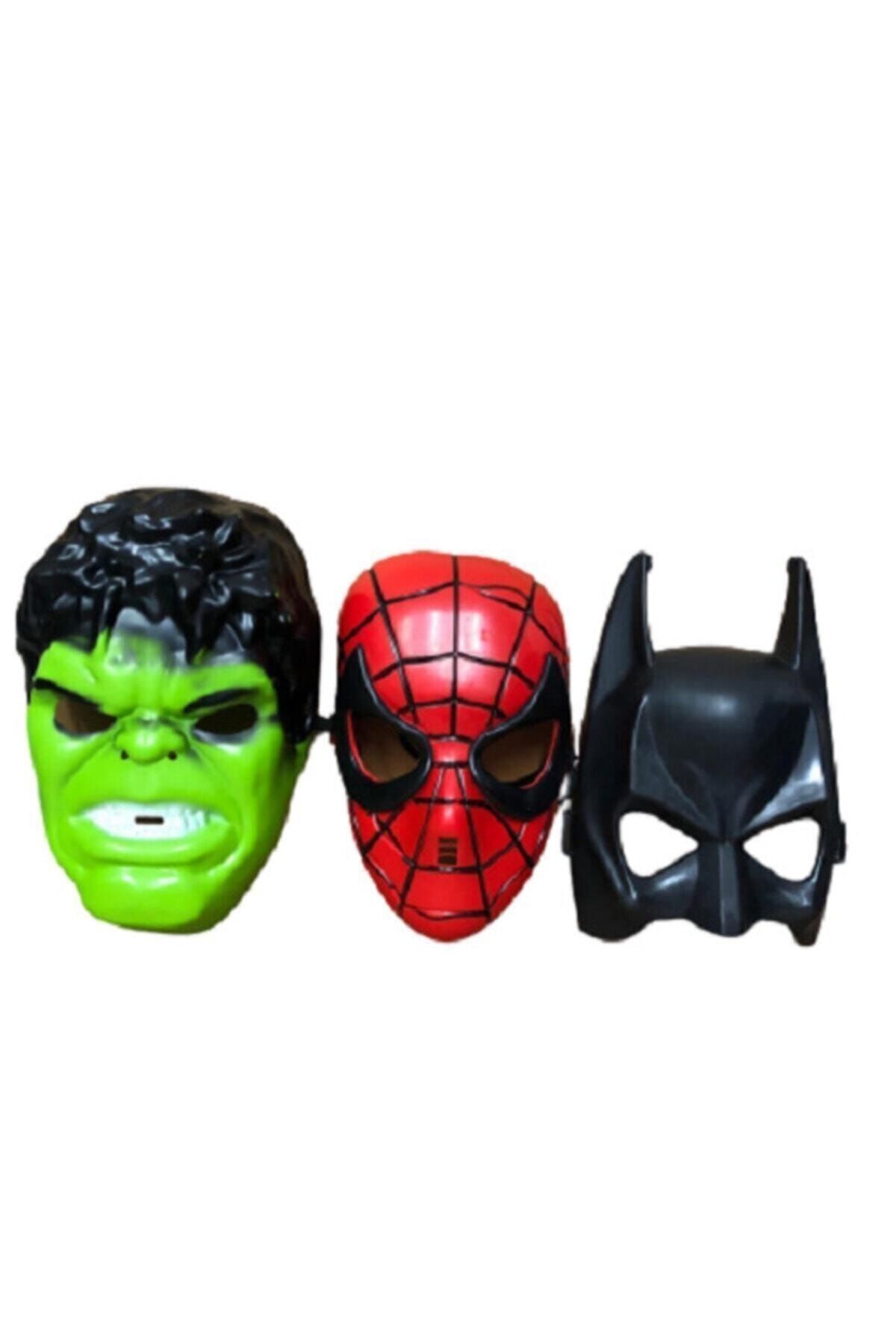 Spiderman Avengers Süper Set Spiderman Örümcek Adam Batman Hulk Maske 3 Lü