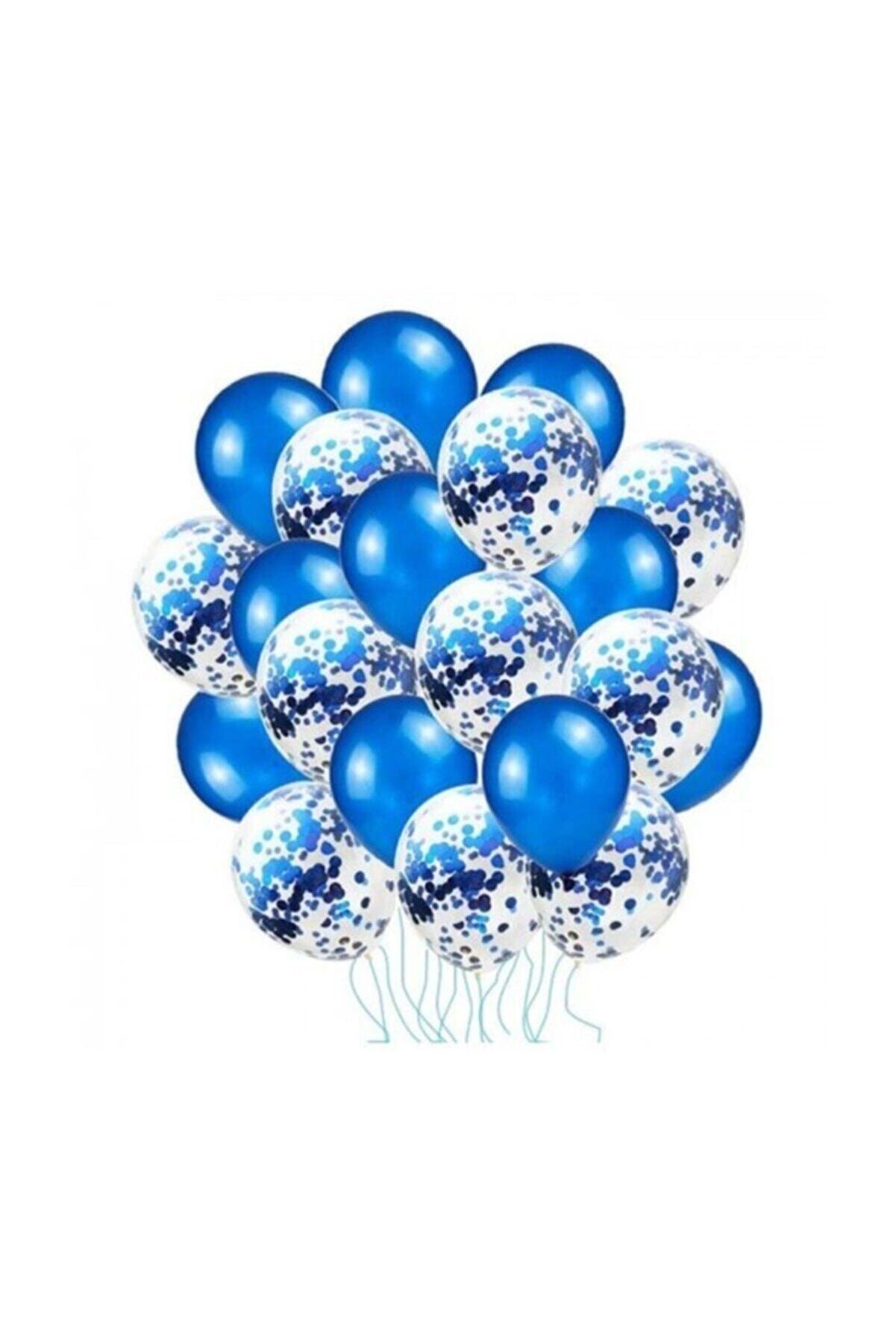 BalonEvi Mavi Konfetili Balon Seti - 20 Adet