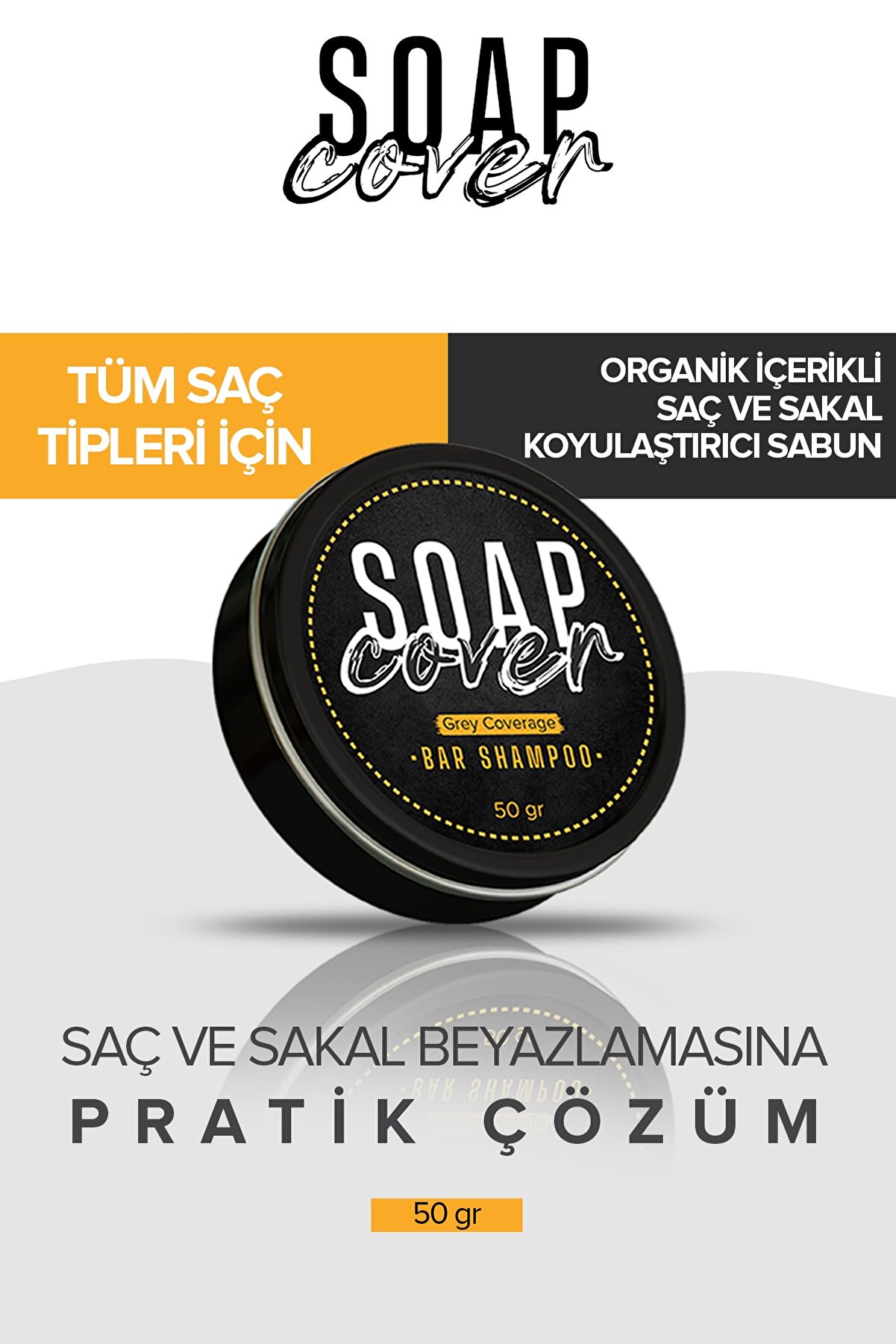 Soap Cover Sabun Beyaz Saç Saç Boyası Bar Shampoo Beyaz Giderici 50 ml