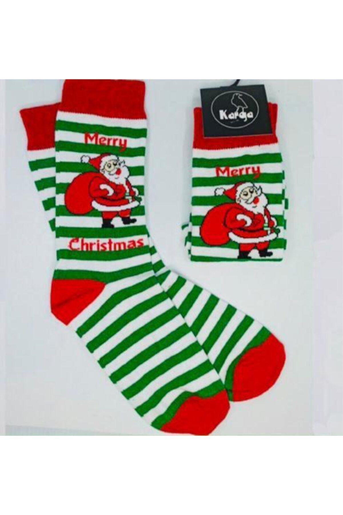 Kuzgunshop Yılbaşı Noel Baba Merry Christmas Unisex Çorap