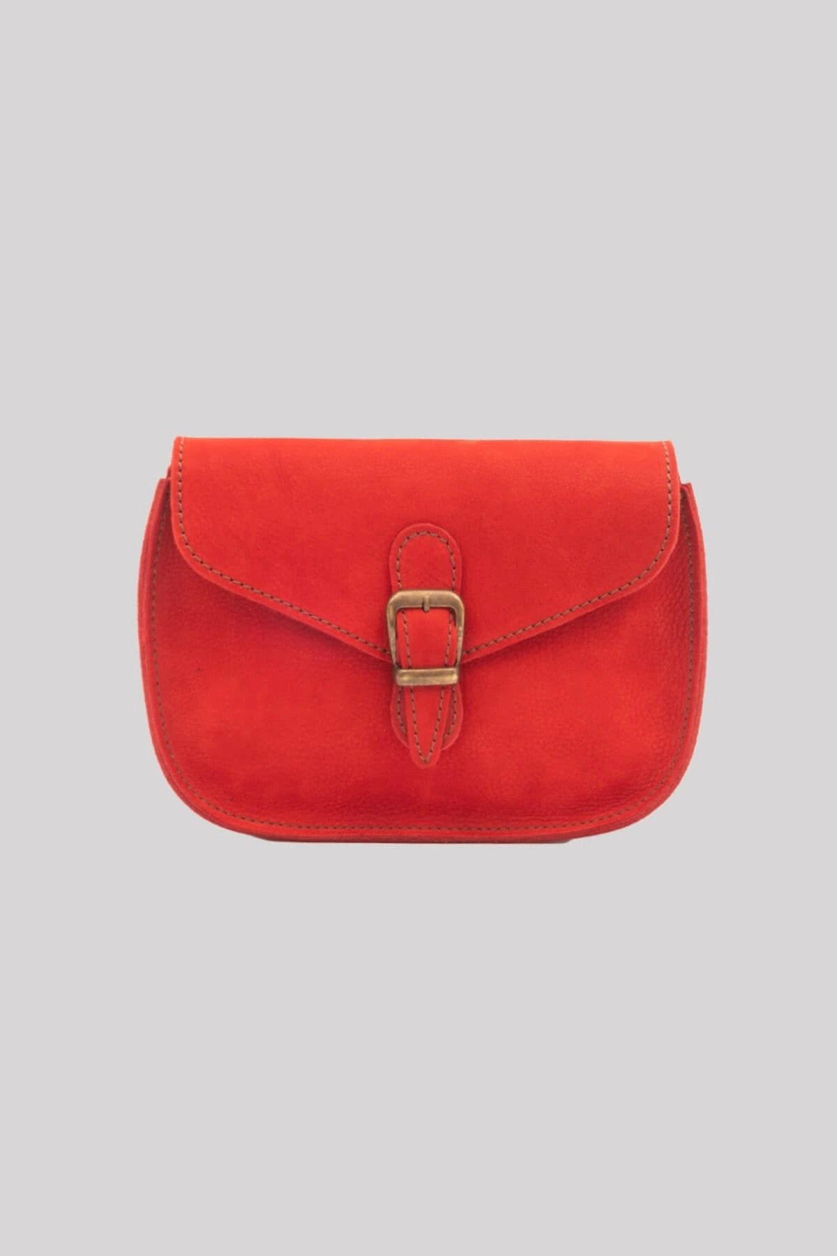 Galata Leather El Yapımı Kadın Deri Postacı Çantası - Barcelona - Kırmızı