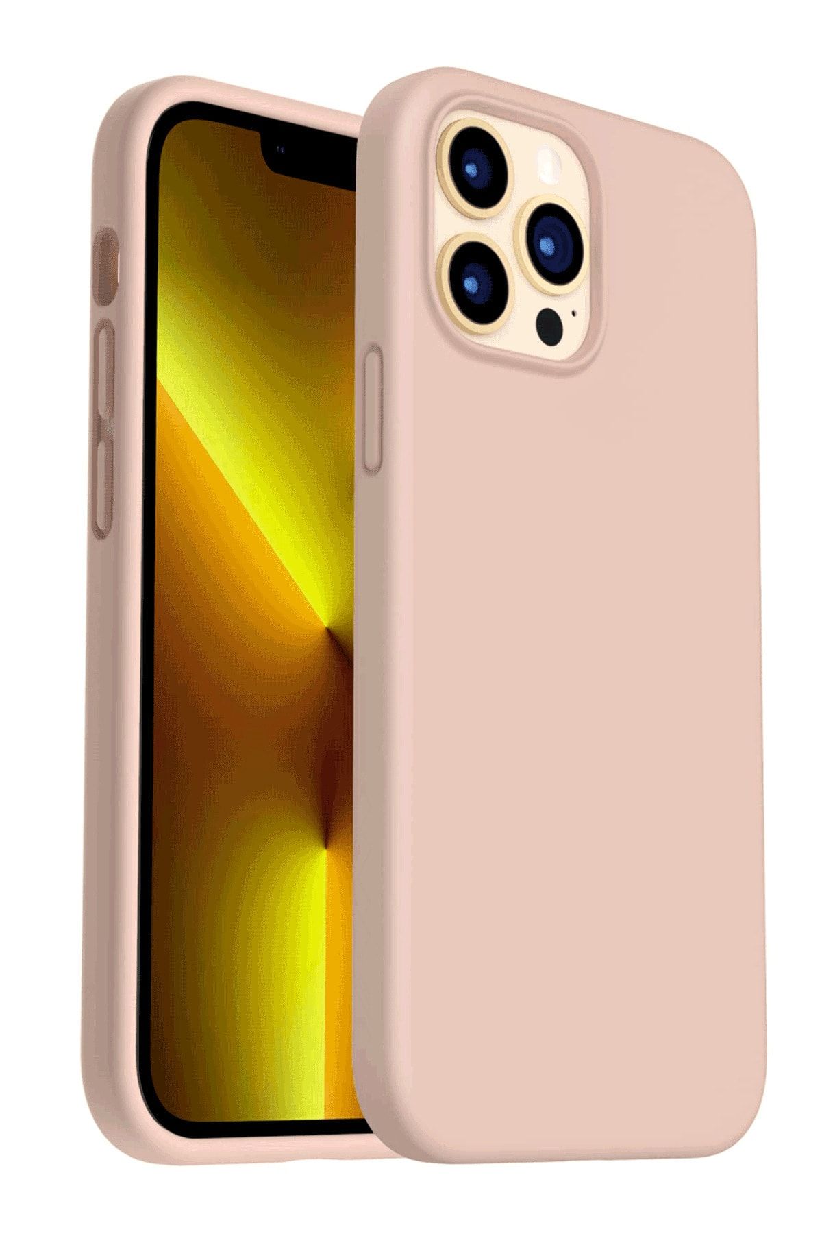 eonaks Iphone 12 Pro Max Lansman Içi Kadife Pudra Silikon Rubber Kılıf Arka Kapak