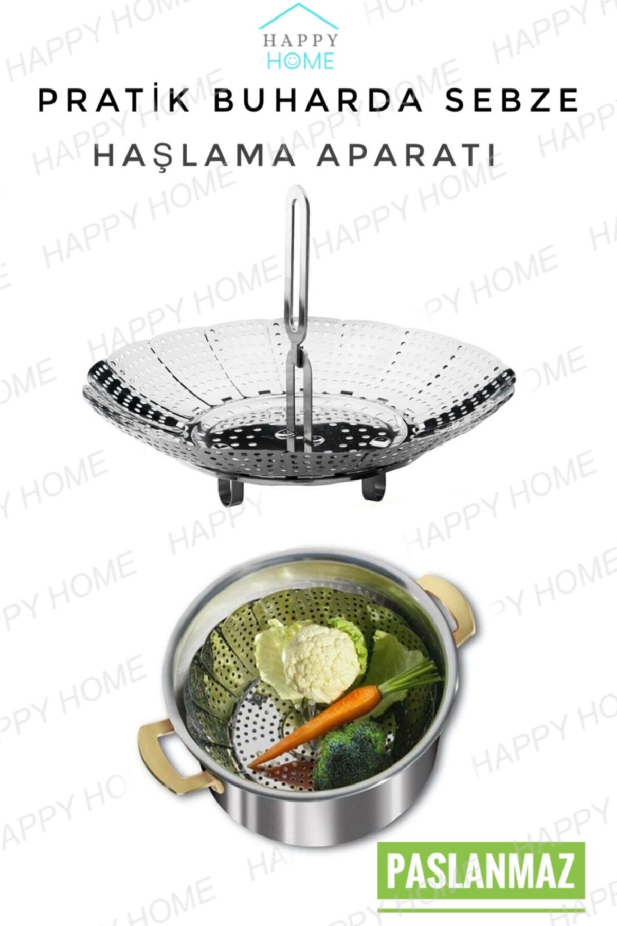 Happy Kitchen Paslanmaz Buharda Sebze Haşlama Sepeti /tfby37
