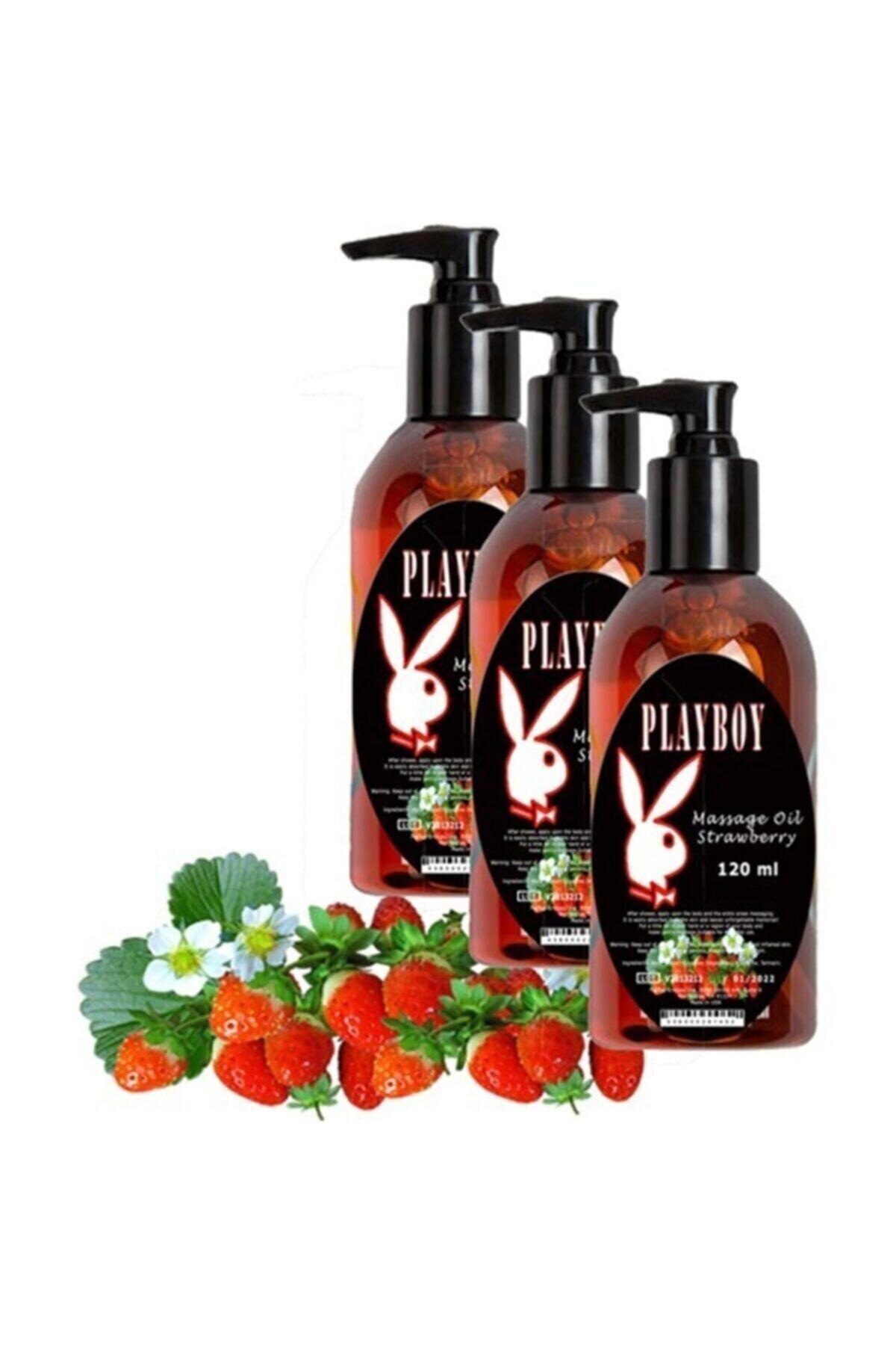 Playboy Strawberry Massage Oil 3 Ad Çilek Aromalı Vücut Masaj Yağı