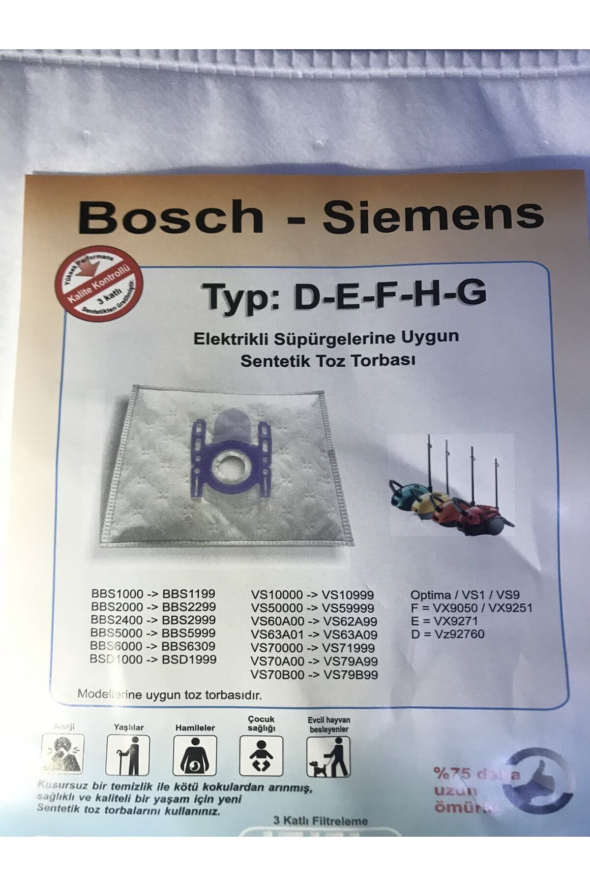 Bosch Siemens Profilo Uyumlu Bez Torbası