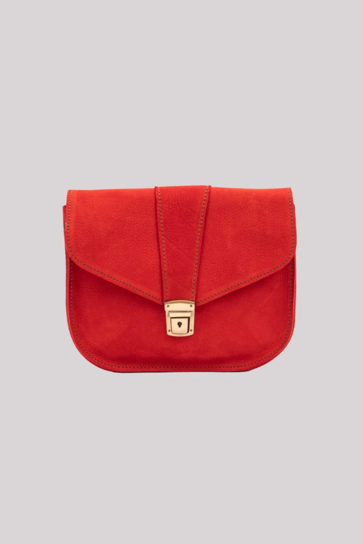 Galata Leather El Yapımı Kadın Deri Postacı Çantası - Valencıa - Kırmızı