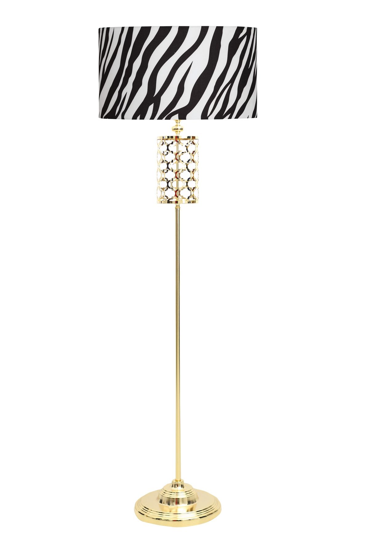 Vinner Bourges Gold Kaplama Özel Tasarım Metal Lambader - Zebra Desenli