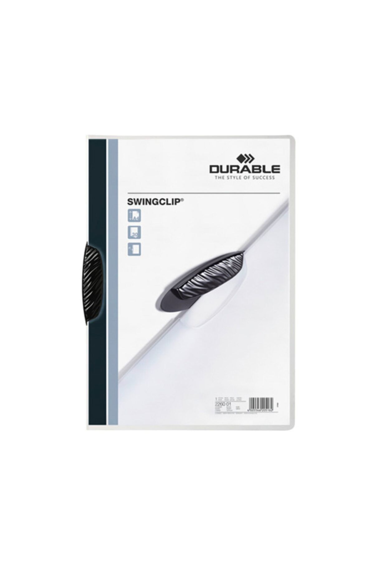 durable 2260-s A4 Sıkıştırmalı Dosya Swingclip Ortadan Klipsli 30 Sayfa Siyah (5 Adet)