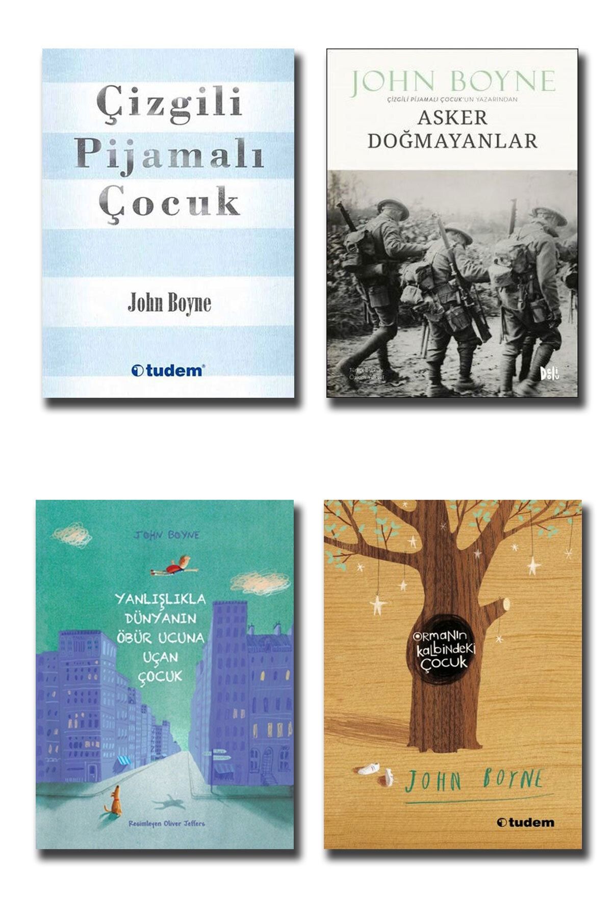 Tudem Yayınları Çizgili Pijamalı Çocuk  Asker Doğmayanlar  Ormanın Kalbindeki Çocuk John Boyne Seti 4 Kitap