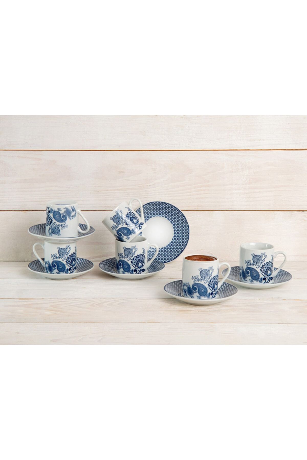 English Home Bloom Porselen 6�lı Kahve Fincan Takımı 80 ml Mavi Fiyatı