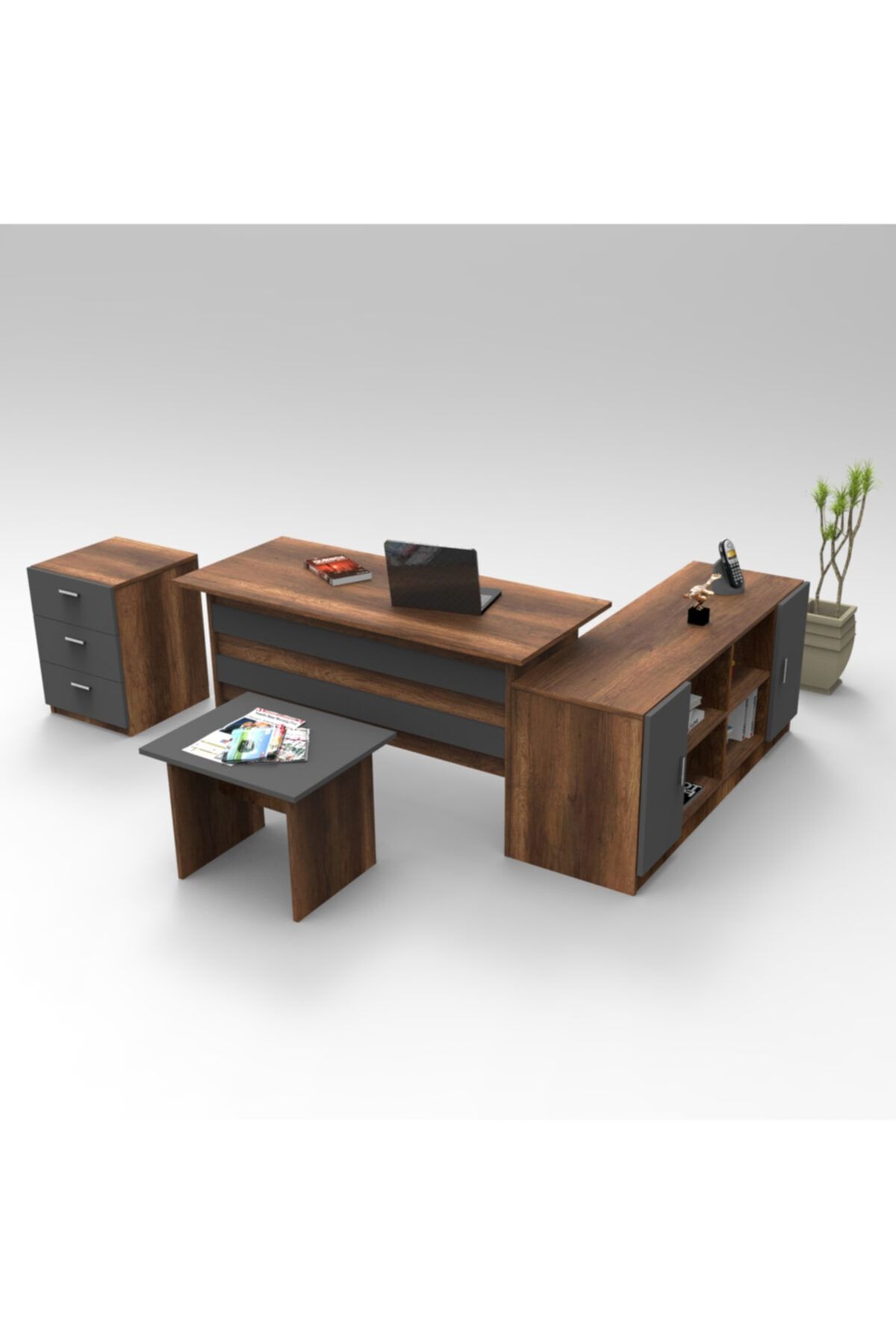Robin Home Ofis Çalışma Masası + Ofis Sehpası + Ofis Dolabı + Keson
