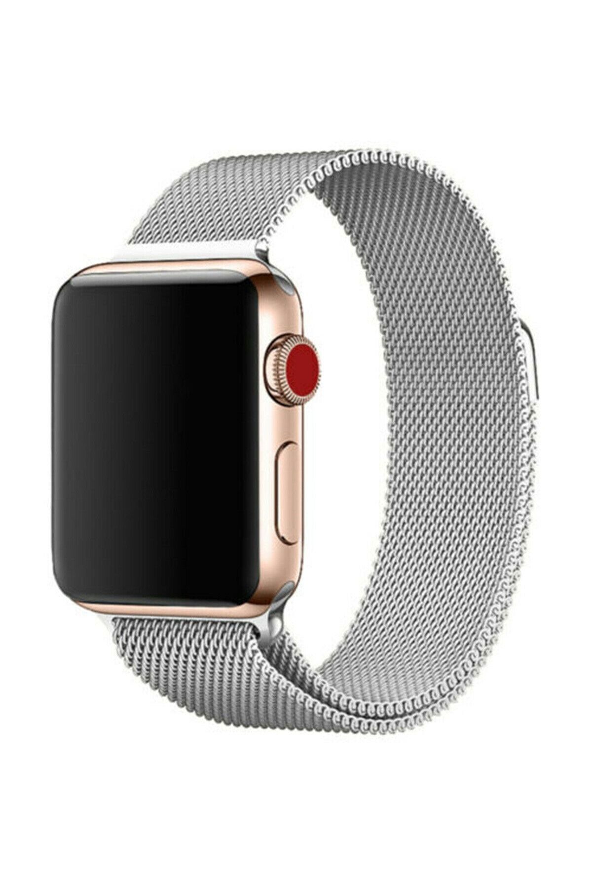 TahTicMer Apple Watch Seri 6 44 Mm Çelik Kayış Hasır Örme Kordon Milano