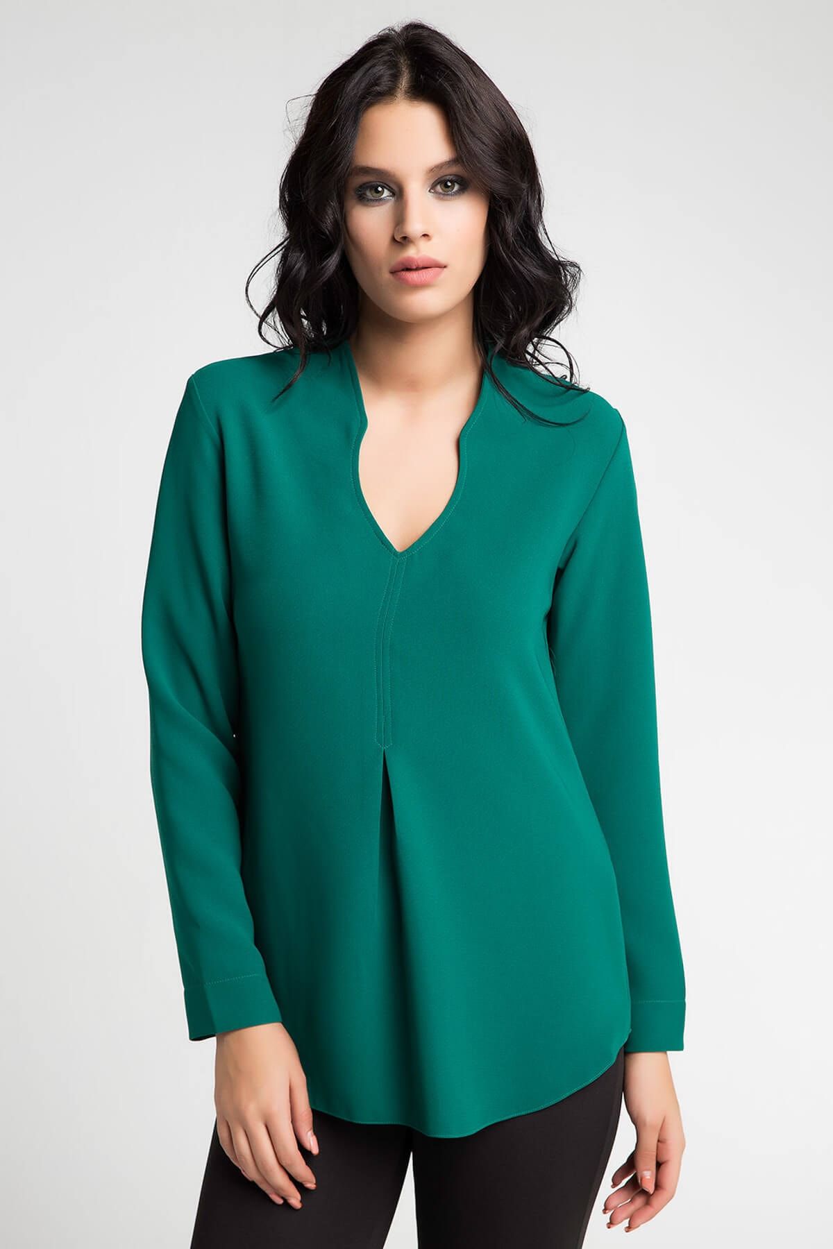 Laranor Kadın Yeşil Yaka Detaylı Bluz