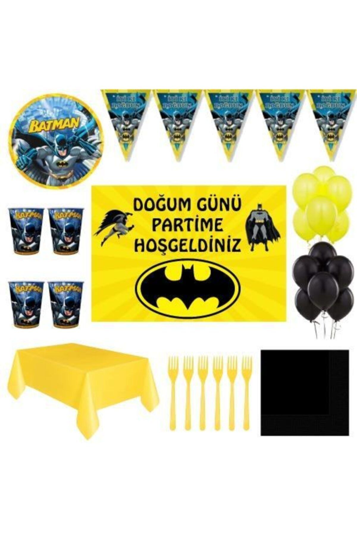 Batman Afişli Doğum Günü Parti Süsleri 40 Kişilik