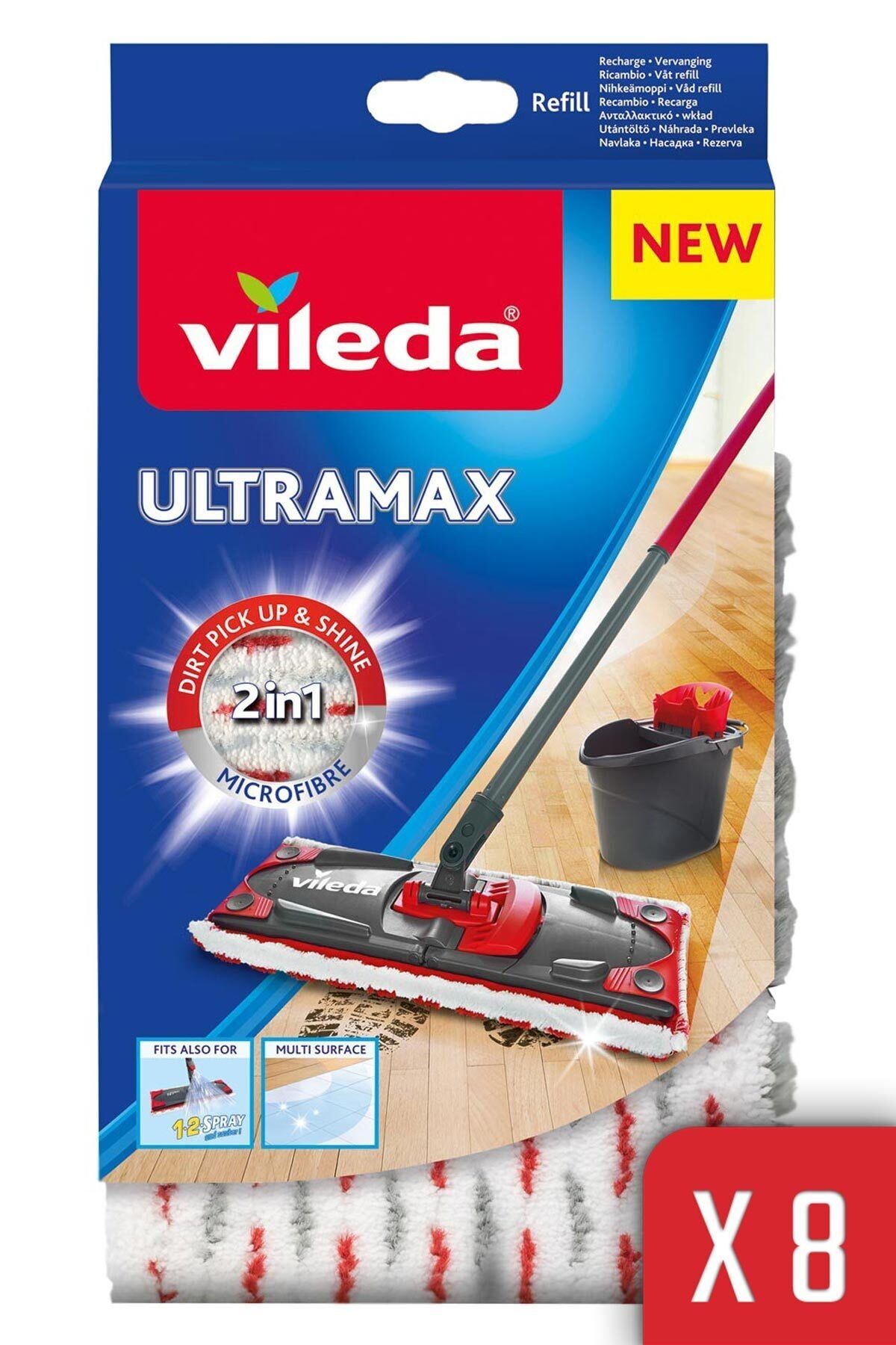 Vileda 8 Paket Ultramax Mikrofiber Yedek Mop
