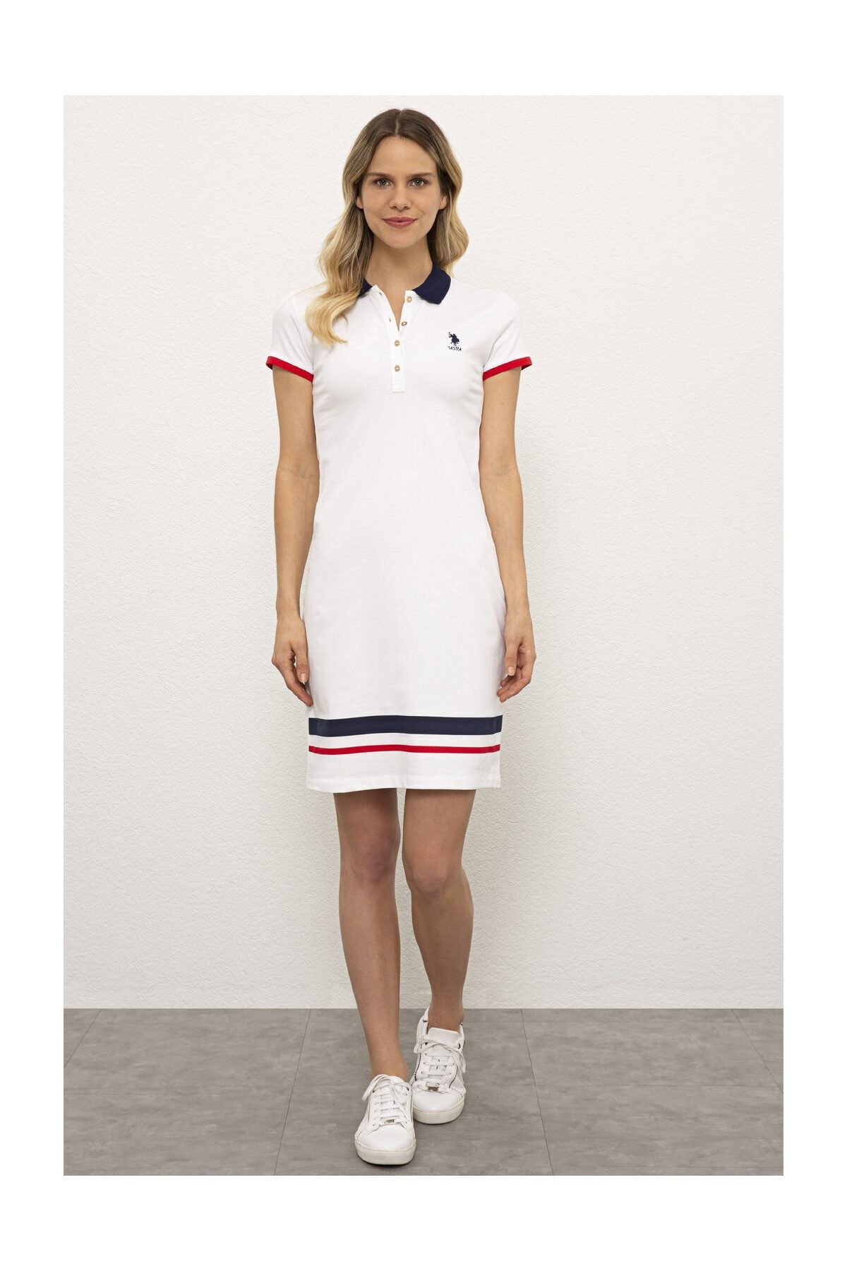 U.S. Polo Assn. Beyaz Kadın Örme Elbise